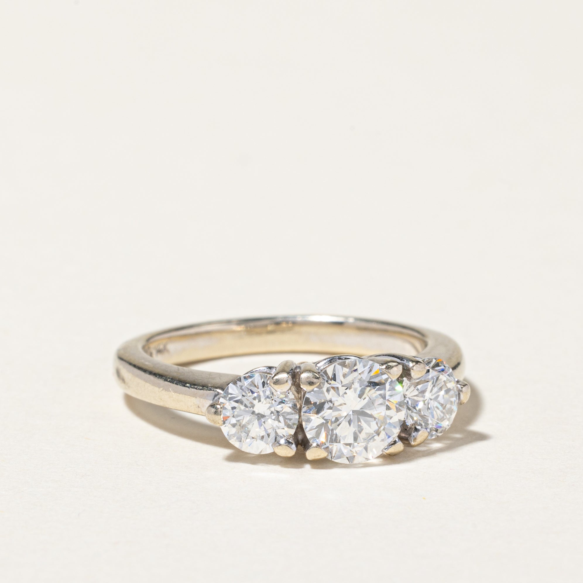 14K White Gold Three Stone Diamond Engagement Ring | 1.50ctw | Size 5.75 | Perfect Proposal Gift for Her, Anniversary & Wedding Jewelry