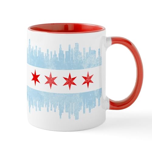 White/Red Inside - Chicago Skyline Flag Mugs