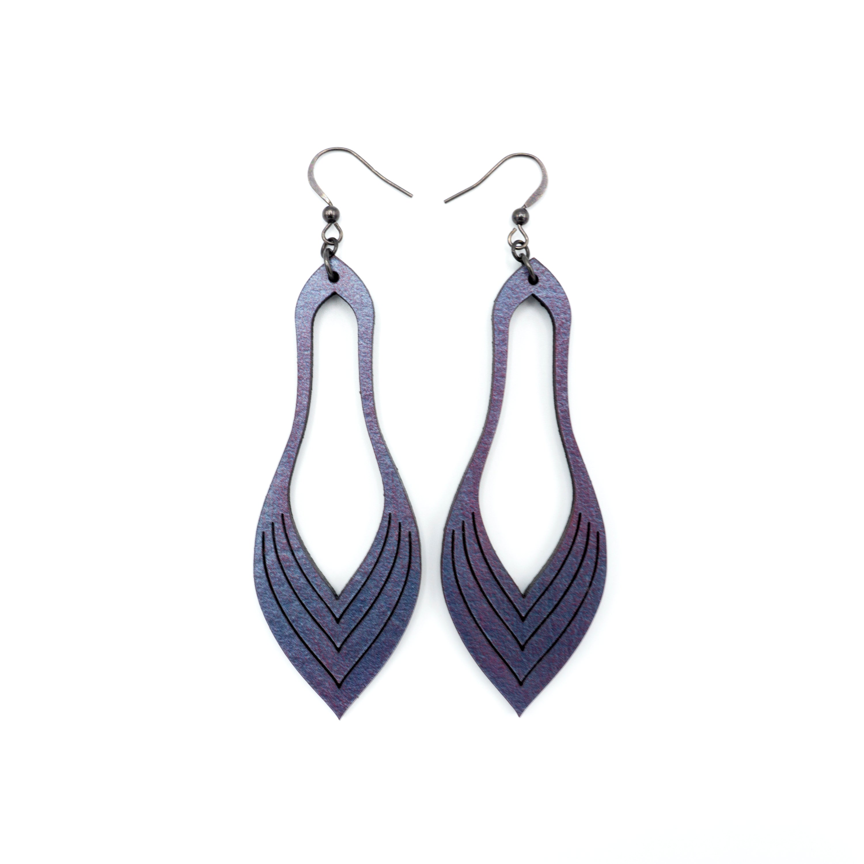Terrabyte 02_1 Genuine Leather Earrings with Purple Pearl Accents - Elegant Boho Jewelry for Women, Perfect for Parties, Weddings & Everyday Wear