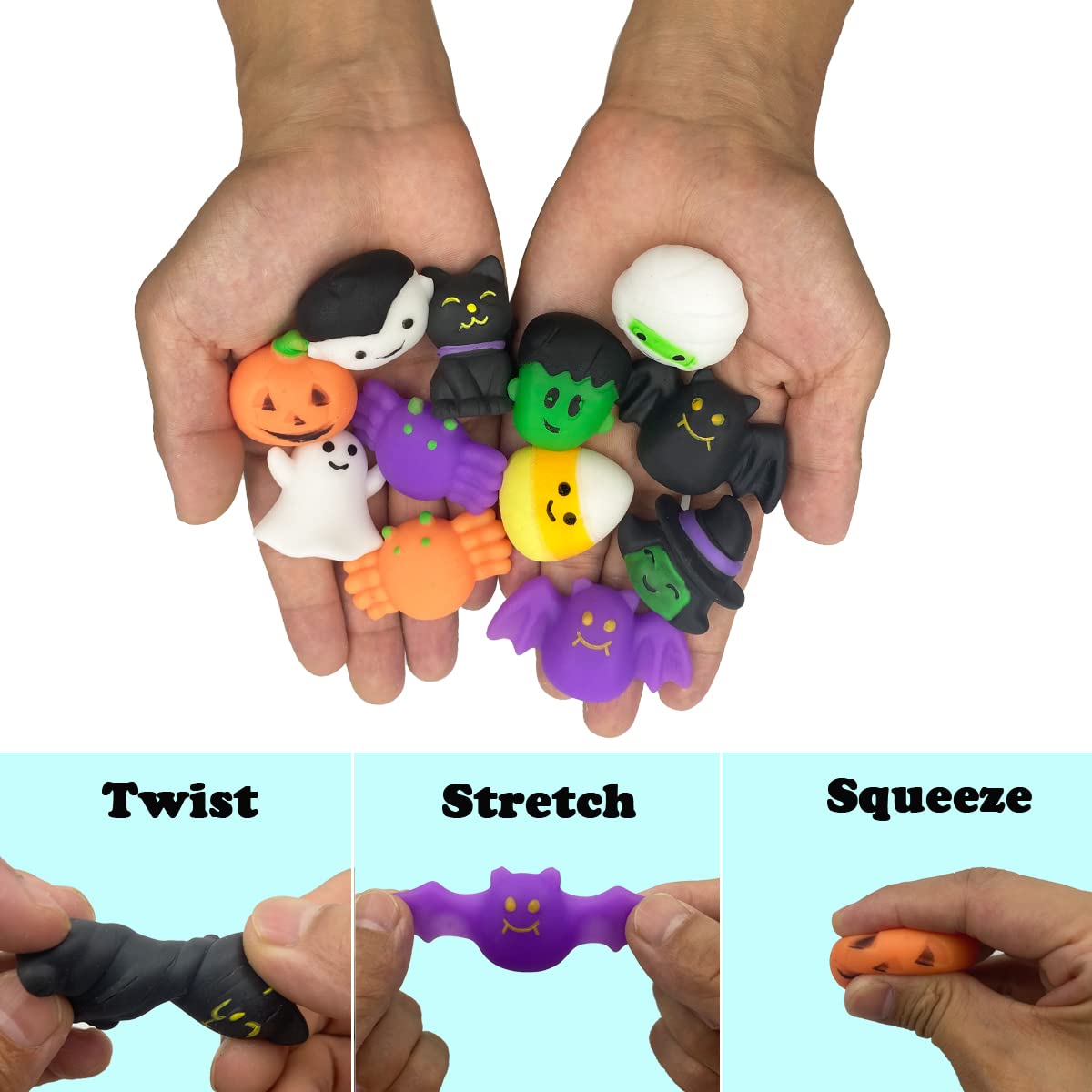 48 Pack Halloween Mochi Squishy Toys for Kids - Cute Kawaii Squishies Party Favors, Trick or Treat Bags, Classroom Prizes & Goodie Gifts (Pinkiwine) - Perfect for Halloween Parties, School Events & Trick-or-Treating Fun
