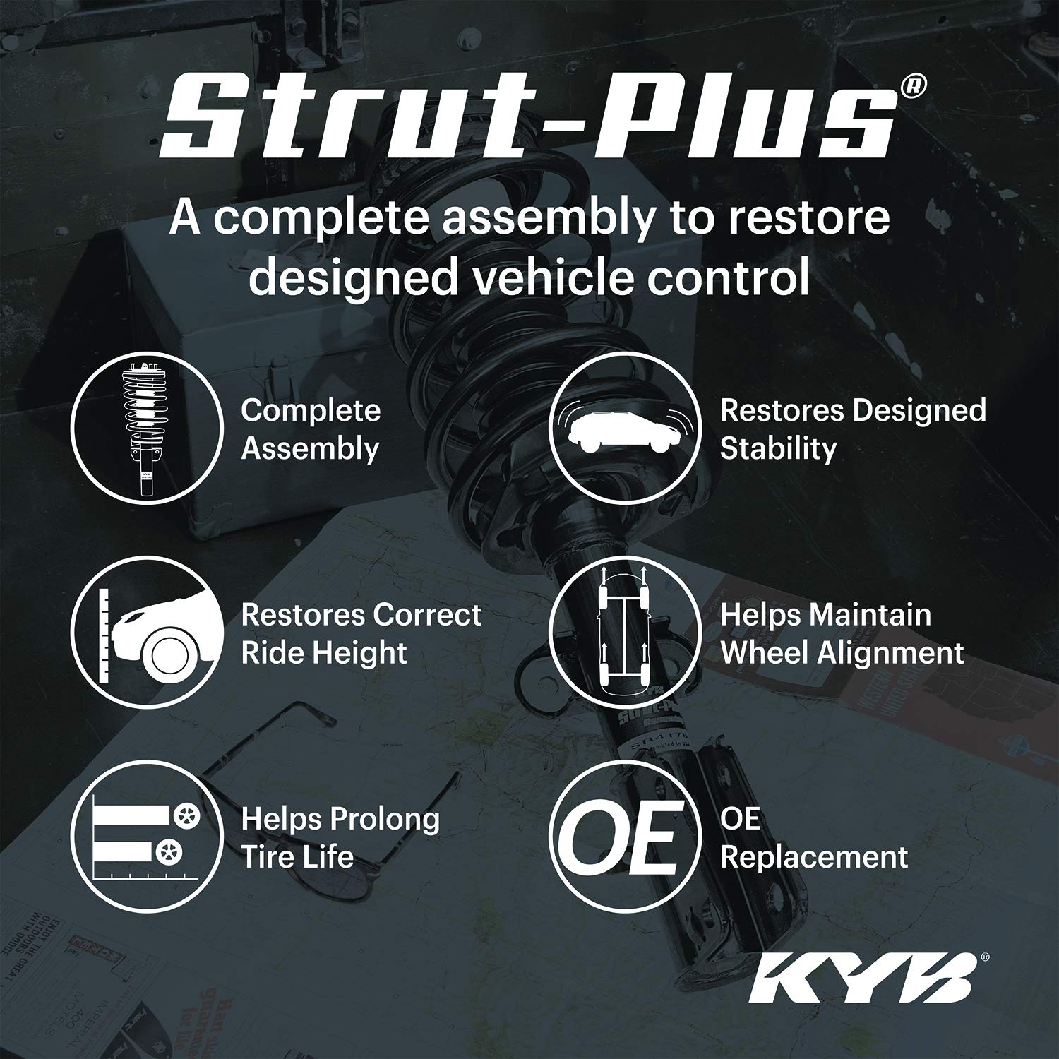 KYB SR4190 Strut Plus Complete Corner Unit Assembly - Black | Front & Rear Suspension Replacement for Smooth Ride | Perfect for Daily Commuting & Off-Road Adventures