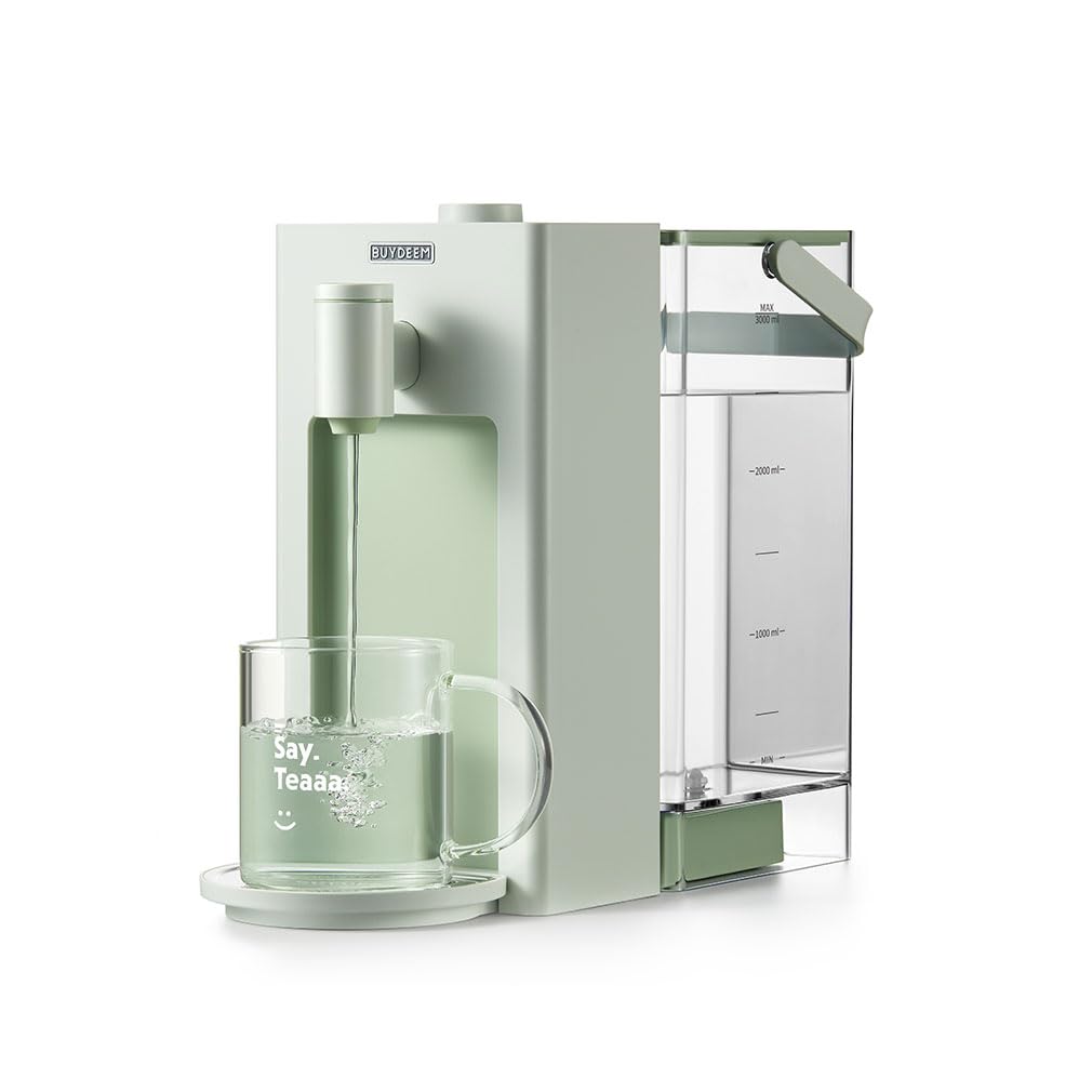 BUYDEEM S9013 Electric Instant Hot Water Dispenser - 3L (102oz) Countertop Water Boiler & Warmer with 8 Temperature Settings & 5 Output Options for Tea, Coffee, Baby Formula - Fast Heating, Energy Efficient - Perfect for Home, Office & Kitchen Use (Green)