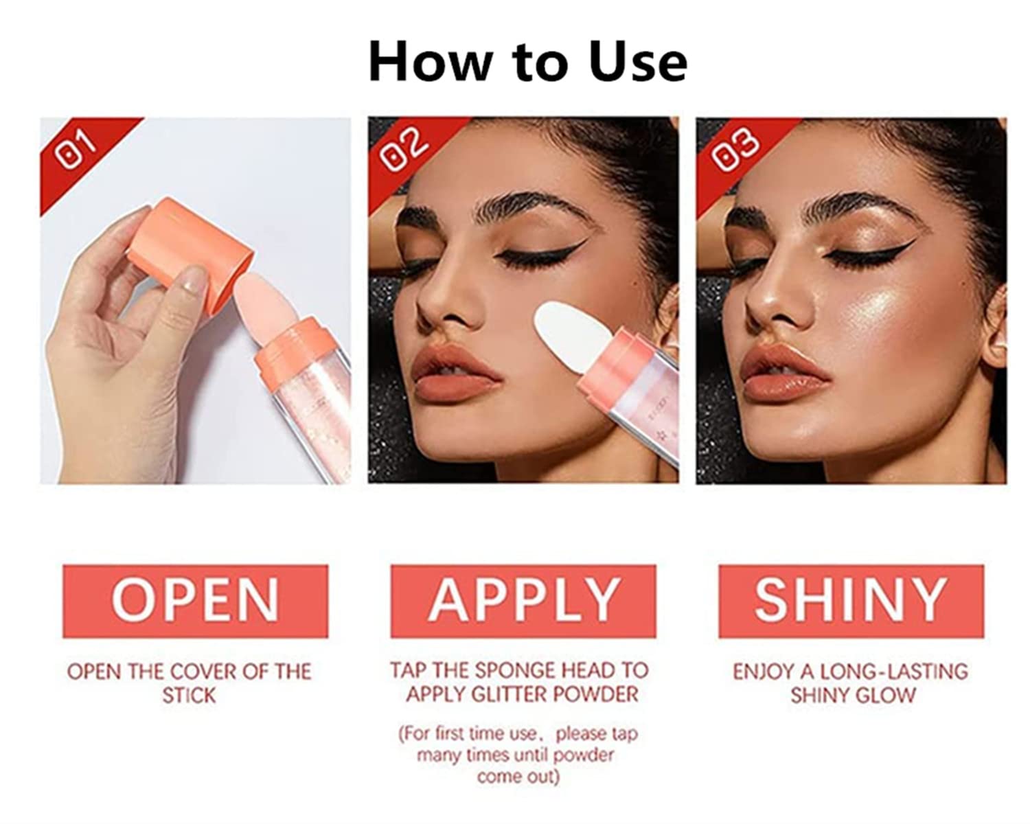 Fairy Highlighter Powder - Shimmering Body Highlighter Stick for Face, Arms, Collarbones & Legs | Glamaz Glitter Powder for Makeup & Body Art | Perfect for Parties, Festivals & Photo Shoots (White)