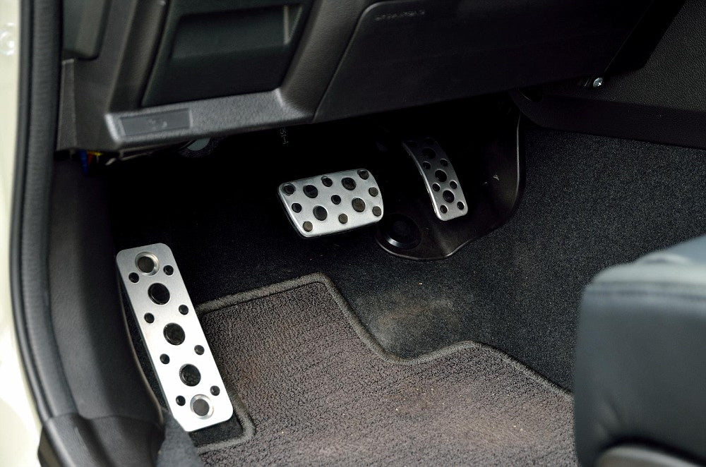 3-Piece Silver Track Design Foot Pedal Covers for Subaru Outback & Legacy - Non-Slip Racing Pedals for Enhanced Driving Safety & Performance (Perfect for Daily Commute & Sport Driving)