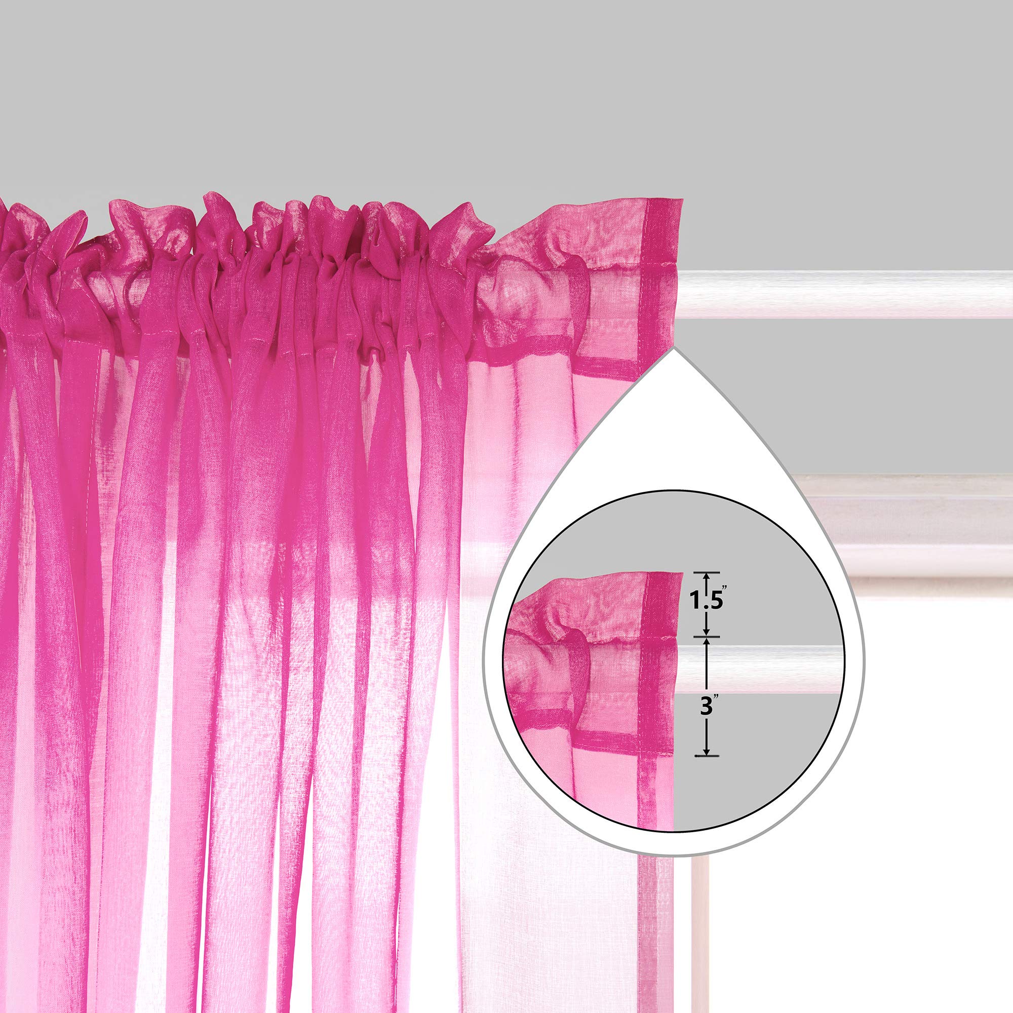 Pink and Purple Ombre Sheer Curtains for Girls Bedroom - 2 Panels Set, 84 Inch Length, Cute Princess Style for Kids Nursery & Teen Room Decor - Perfect for Windows, Dorm, Playroom & Princess-Themed Parties