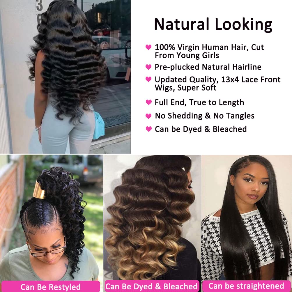 13x4 Loose Deep Wave Lace Front Human Hair Wigs for Black Women - 150% Density Pre-Plucked Natural Hairline (28 Inch) | Perfect for Daily Wear, Parties & Special Occasions