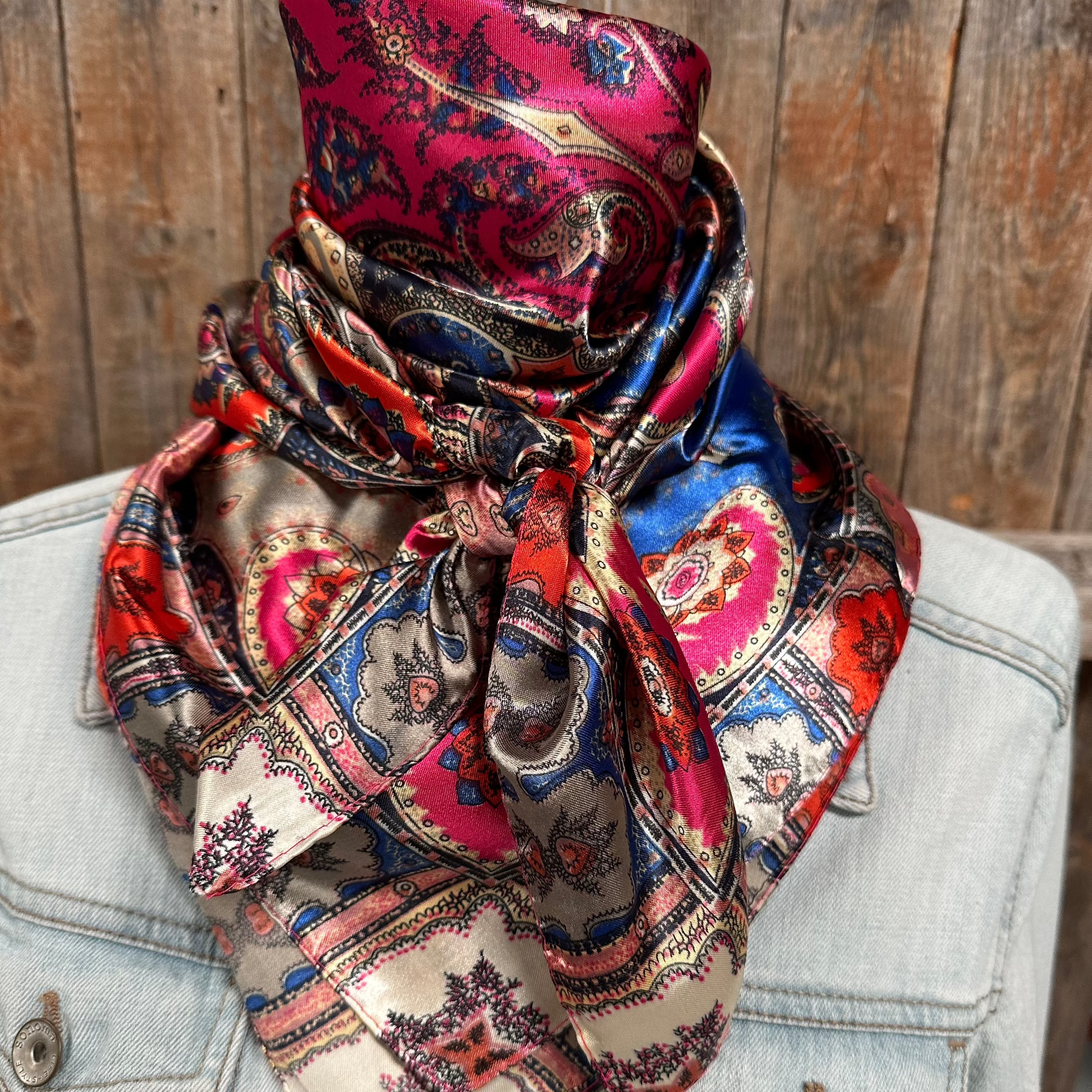 35X35 Hot Pink Paisley Wild Scarf - Soft Cotton Bandana for Cowboy, Cowgirl & Western Fashion - Perfect for Rodeo, Horse Riding & Outdoor Adventures