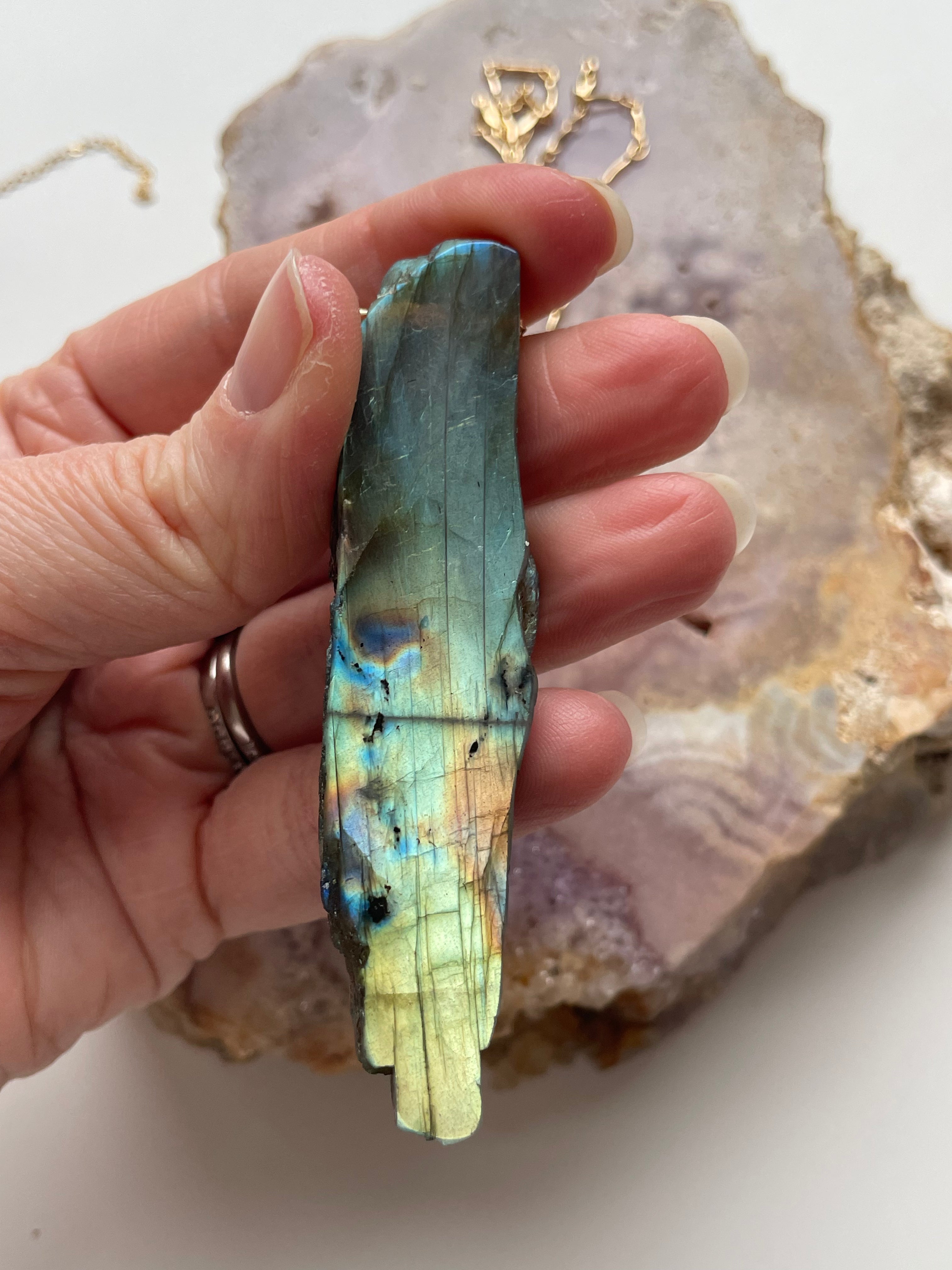 Stunning Large Labradorite Crystal Necklace – Handmade Statement Jewelry for Women – Perfect for Boho, Spiritual & Everyday Wear