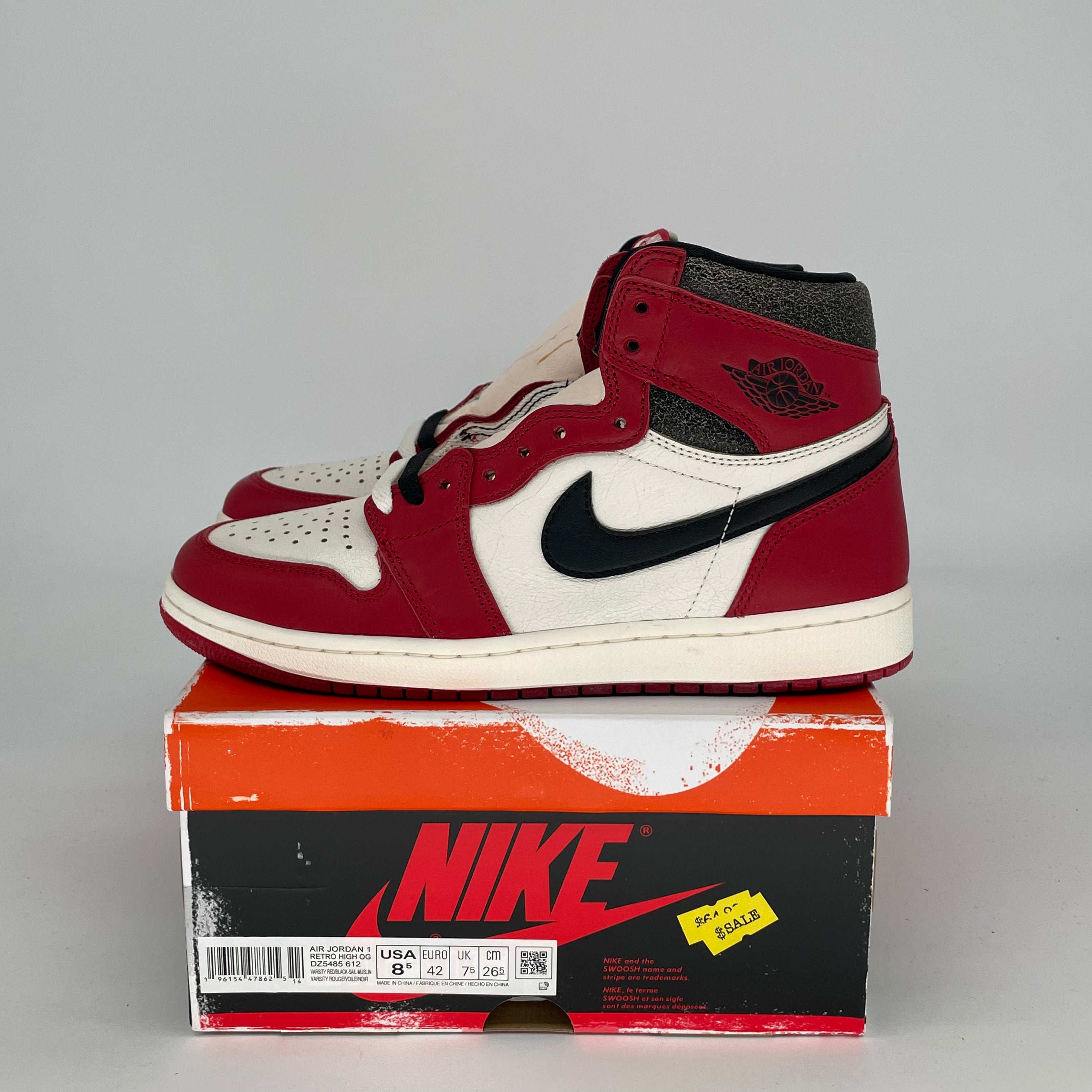 Original Air Jordan 1 Chicago Lost and Found Sneakers - Size 8.5/10W (DZ5485-612) - Retro Basketball Shoes for Men & Women - Perfect for Streetwear, Collecting & Casual Wear