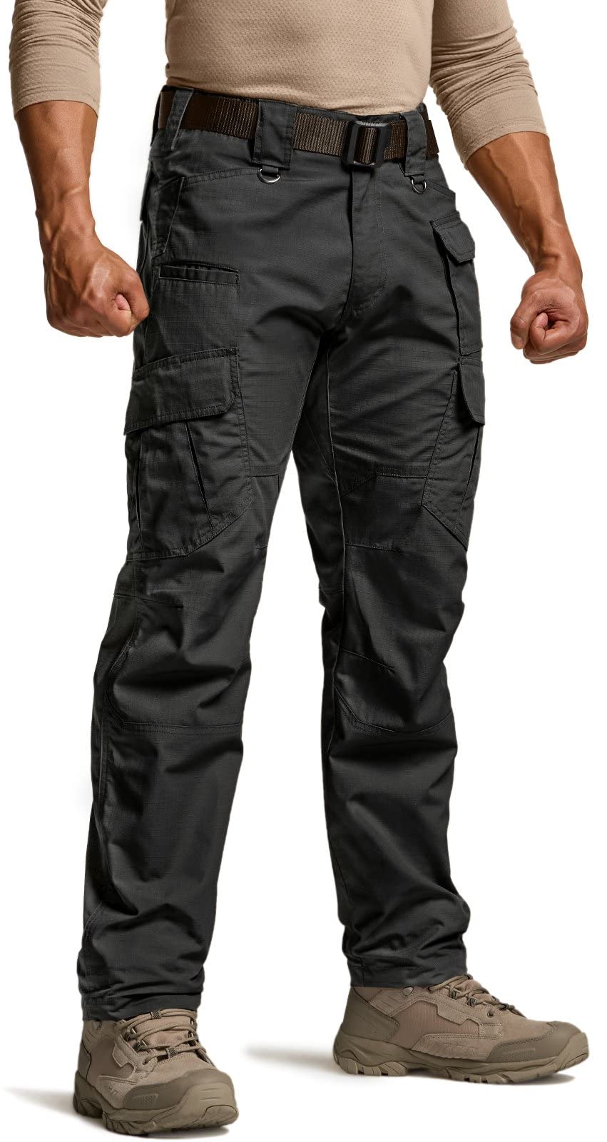 CQR Men's Tactical Pants - Water Resistant Ripstop Cargo Pants for Hiking, Work & Outdoor Activities | Lightweight Durable EDC Pants for Camping, Hunting & Adventure Travel
