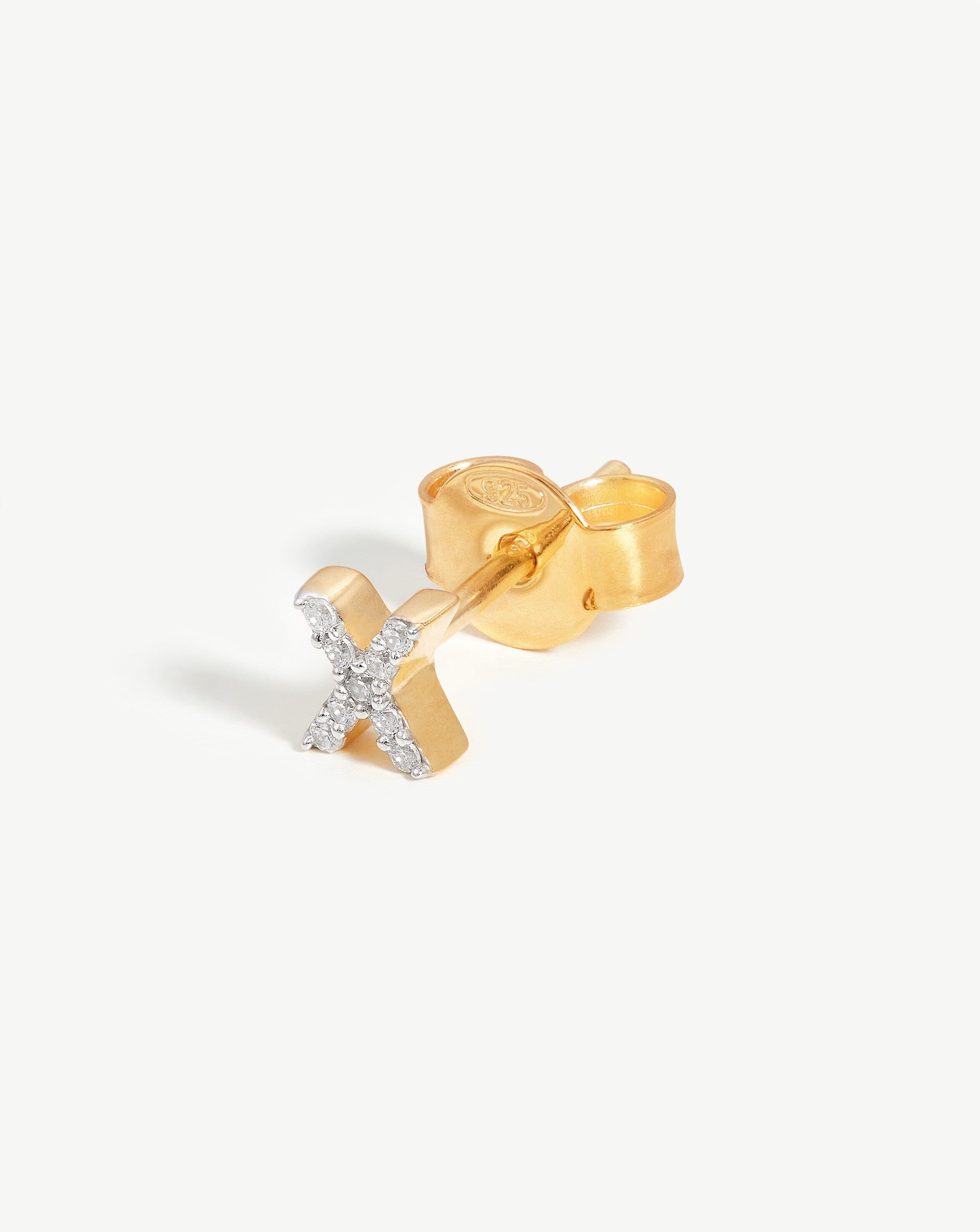 Pave Initial Single Stud Earring - Initial X | 18k Gold Vermeil & Cubic Zirconia - Perfect for Gifts, Birthdays, Anniversaries & Everyday Elegance