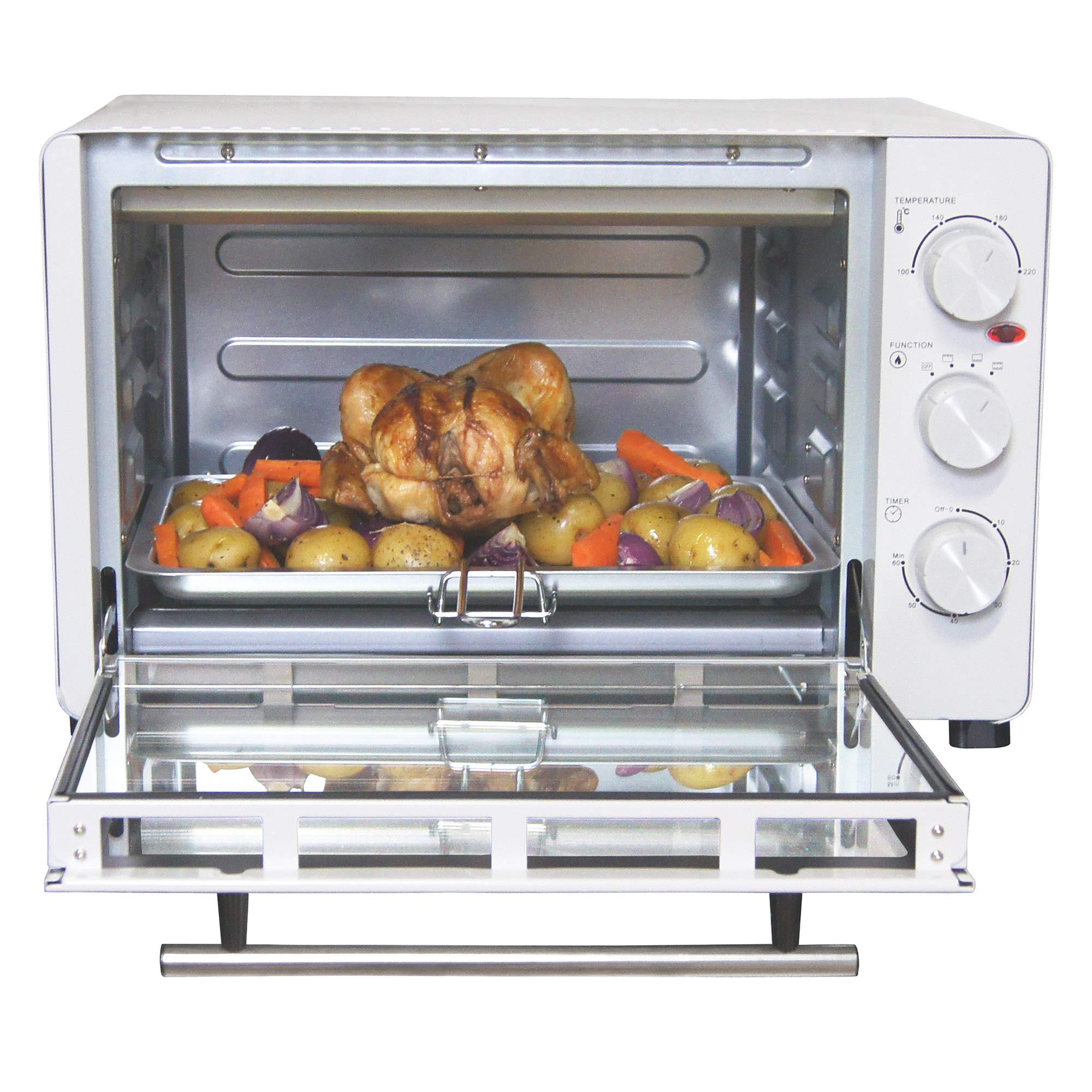 Igenix IG7131 30L Mini Countertop Oven - Electric Cooker & Grill for Roasting, Baking, Grilling, Reheating - Includes Aluminum Baking Tray - White - Perfect for Small Kitchens, Dorms, Apartments & Quick Meals