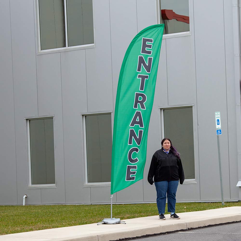 Vispronet 13.5ft Feather Flag Kit with Pole, Cross Base & Weight Bag - Durable Custom Printed Entrance Flags for Business Advertising, Storefronts & Sales Events (Made in USA) - Perfect for Grand Openings, Car Dealerships & Outdoor Promotions