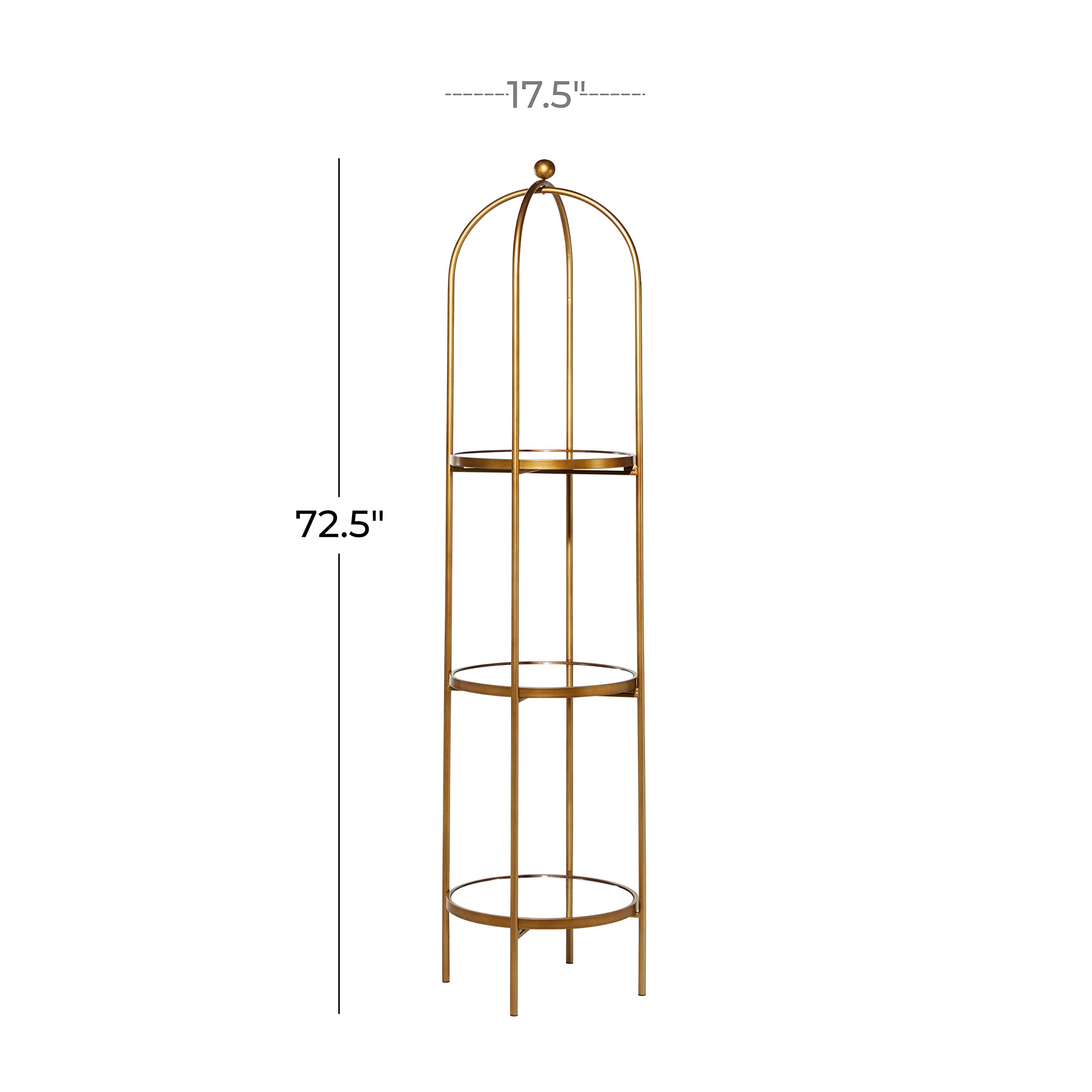 Deco 79 3-Tier Gold Metal Storage Shelf with Mirror - 18