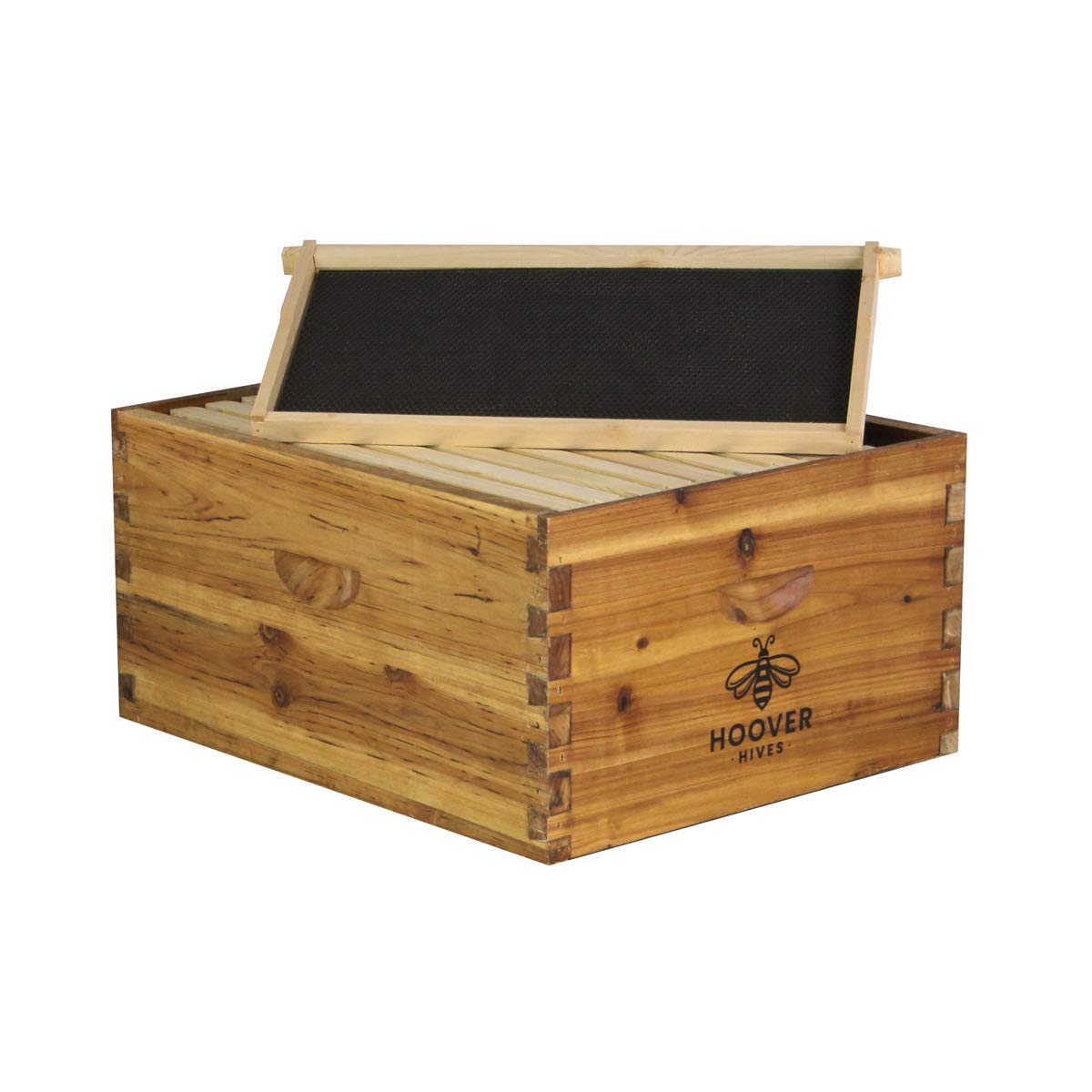 Hoover Hives 10 Frame Langstroth Deep Brood Box - 100% Beeswax Dipped, Includes Wooden Frames & Waxed Foundations - Perfect for Beekeeping, Honey Production & Pollination Support