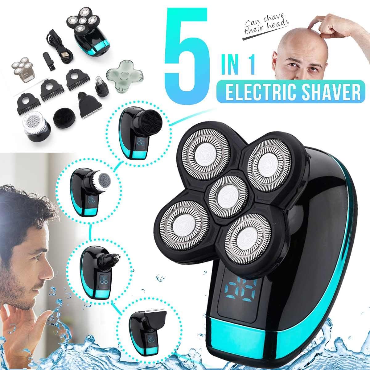 Best Electric Head Shaver for Bald Men - Rechargeable Wet/Dry Beard Trimmer & Grooming Kit with LCD Display - Perfect for Travel, Home Use & Professional Grooming