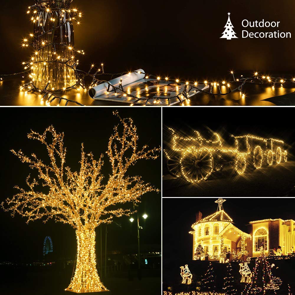Quntis 2000 LED 164ft Christmas Lights with Dark Green Wire - 8 Lighting Modes, Waterproof Outdoor String Lights for Holiday, Wedding, Party, and Christmas Tree Decor - Warm White for Cozy Indoor & Outdoor Ambiance