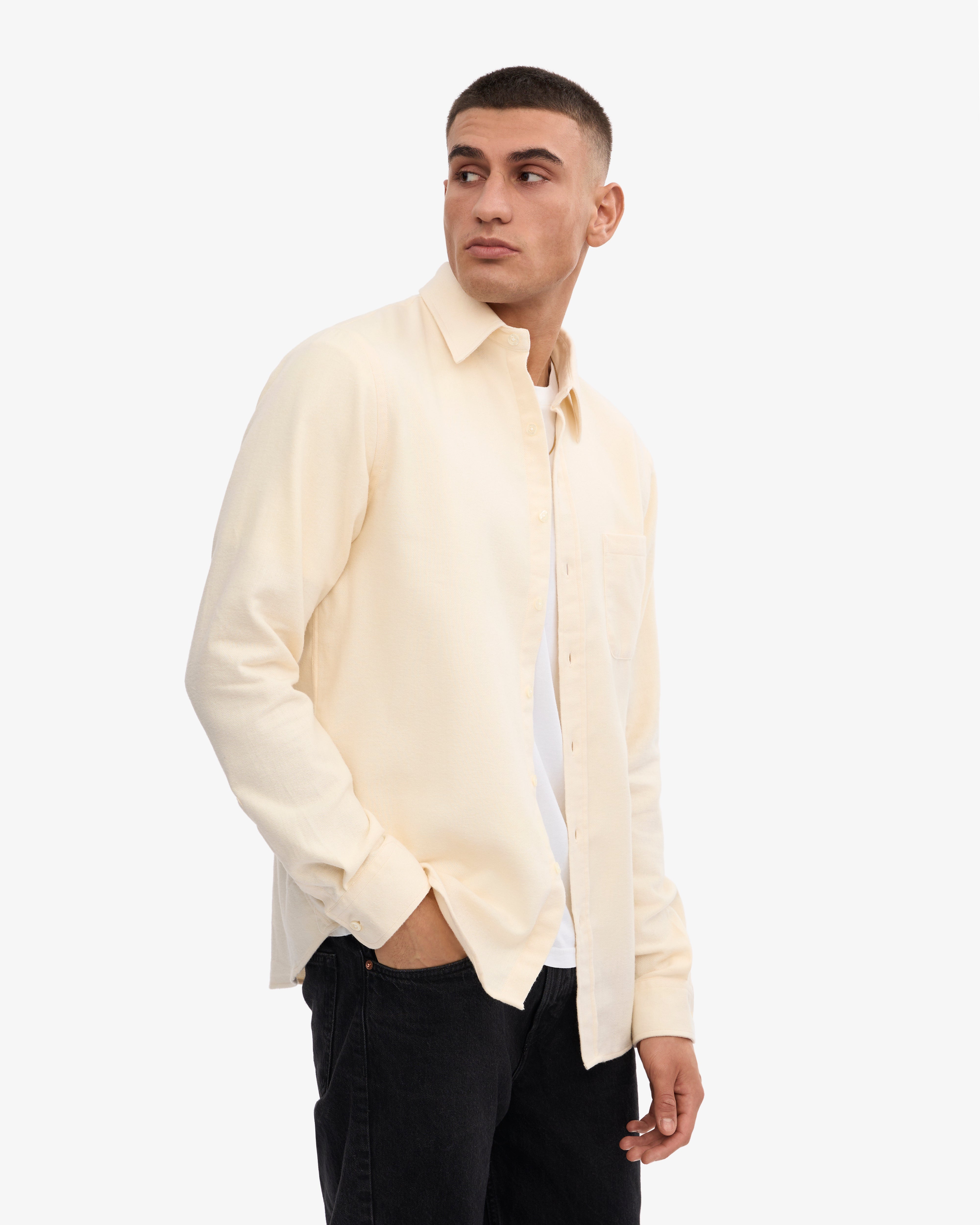 Organic Flannel Shirt for Men & Women | Soft Ivory White Plaid Button-Up Shirt | Perfect for Fall & Winter Layering, Outdoor Camping & Casual Wear