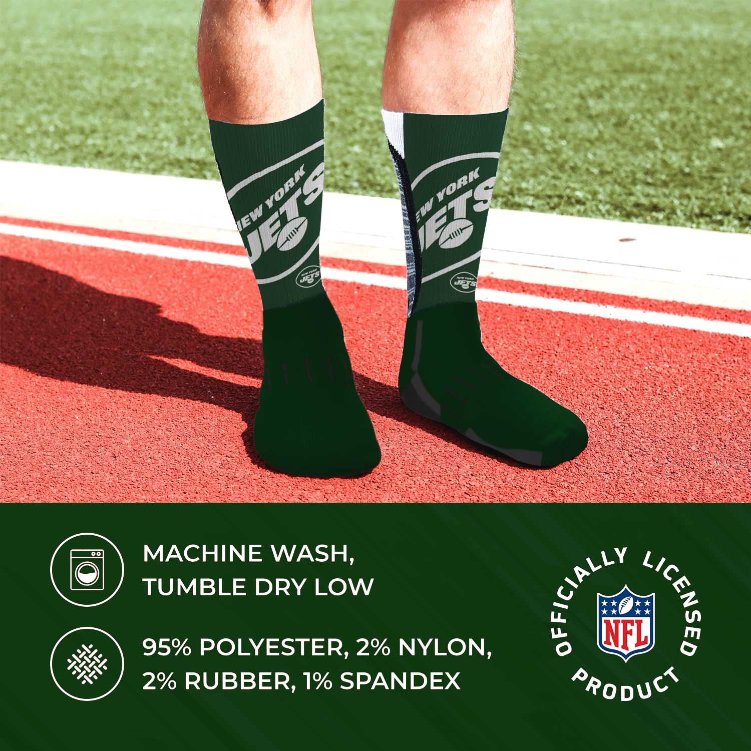 NFL Team Logo Adult Crew Socks for Men - Machine Washable, Warm & Cold Weather Comfort - Perfect for Game Day, Sports, and Casual Wear