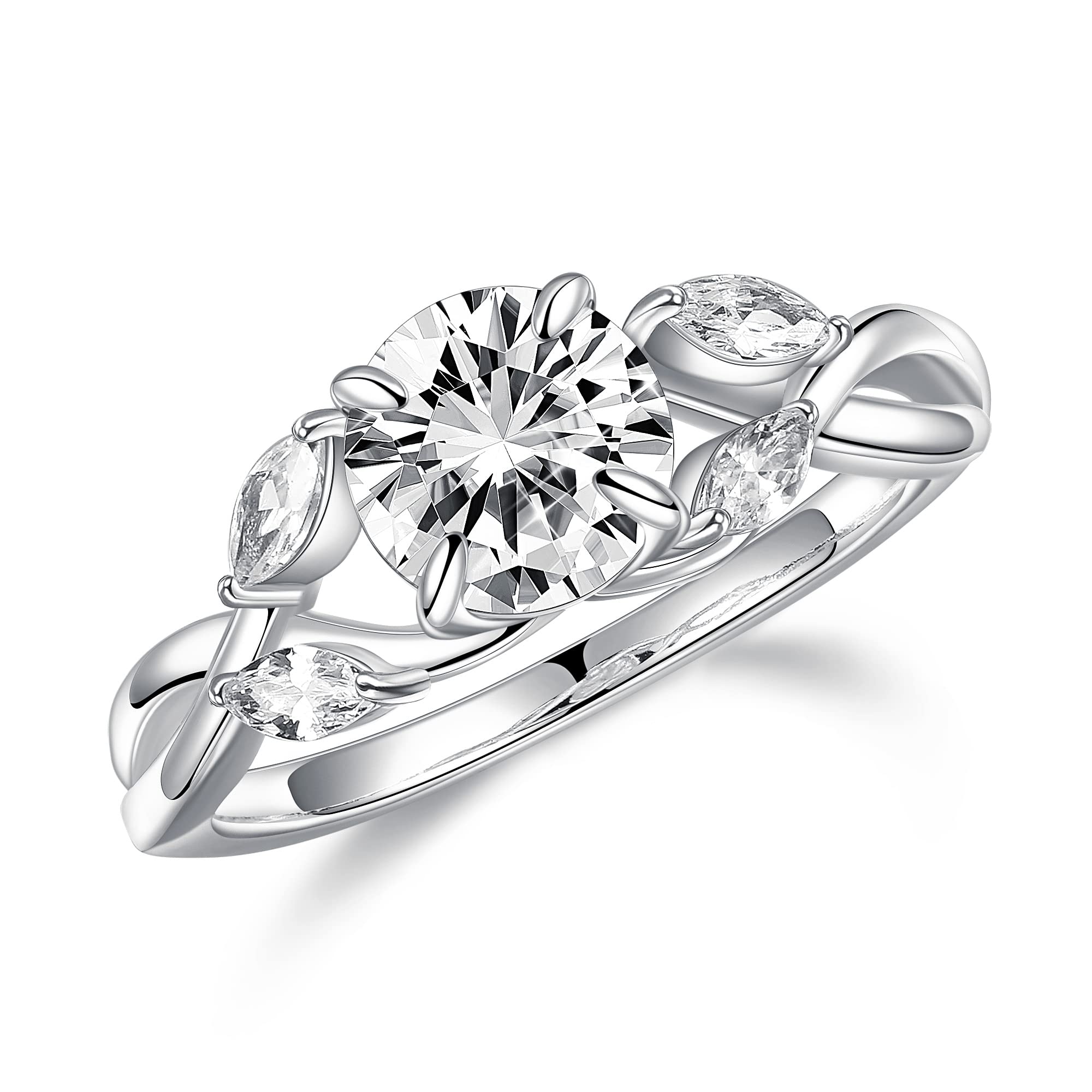 MOOSEA 1.2ct D Color VVS1 Clarity Lab-Created Moissanite Engagement Ring for Women, 925 Sterling Silver Twig Design Wedding Band - Perfect for Proposals, Anniversaries & Bridal Jewelry Gifts
