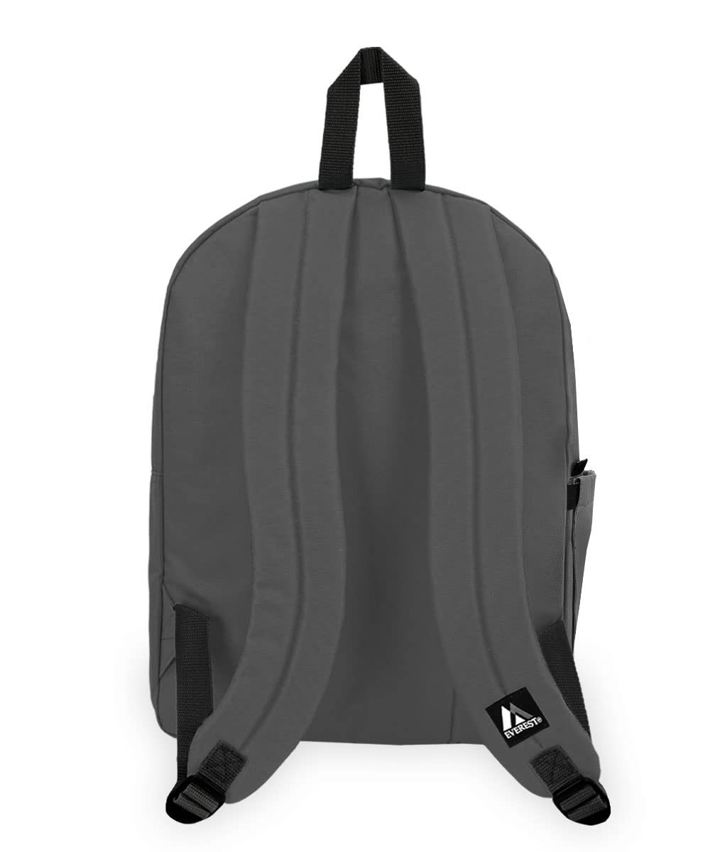 Everest Classic Laptop Backpack with Side Pocket - 15.6 Inch Laptop Bag, Water Resistant, USB Charging Port, Dark Gray - Perfect for Work, School, College & Travel