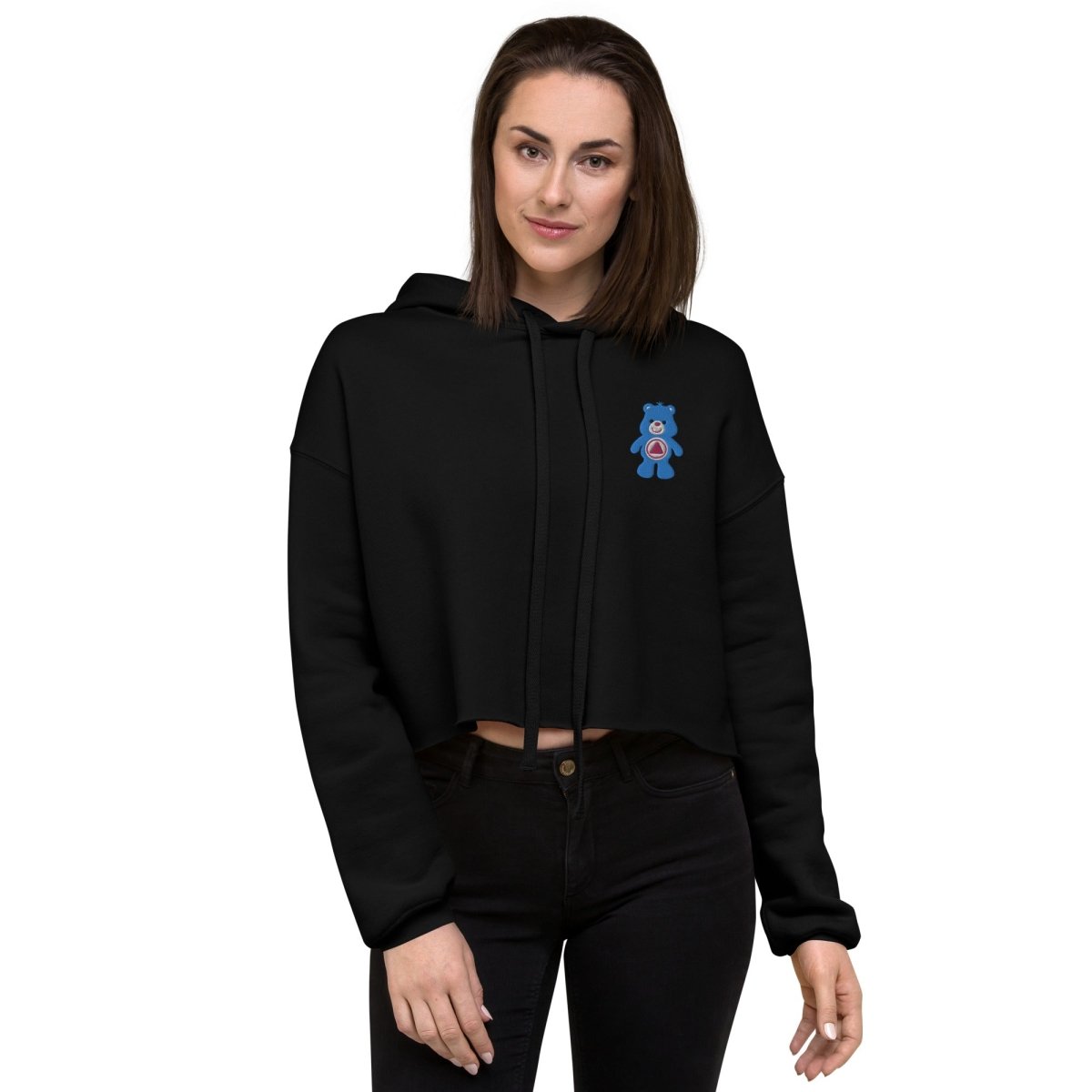 Serenity Cub Embroidered Women's Cropped Hoodie - Soft Pullover Sweatshirt for Casual Wear, Gym & Street Style Fashion