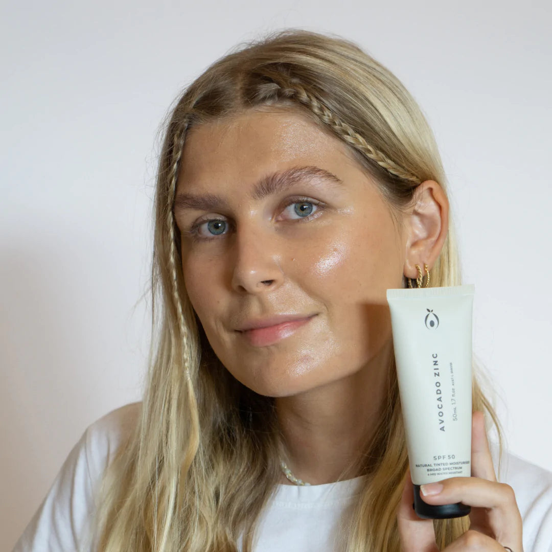 Avocado Zinc SPF50 Natural Tinted Moisturizer for Medium to Dark Skin Tones - Daily Sun Protection & Hydration for Face | Perfect for Outdoor Activities & Everyday Wear