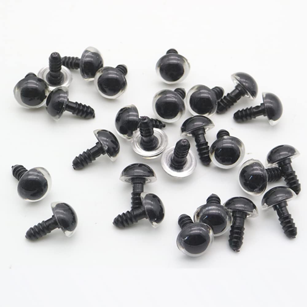 100 Pieces 8mm Plastic Safety Eyes with Washers - DIY Craft Eyes for Amigurumi, Sewing, Crochet Projects - Perfect for Doll Making, Stuffed Animals & Plush Toys