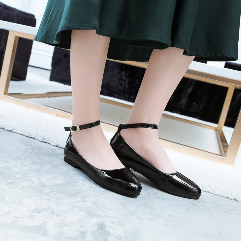 Spring Women's Flat Loafers - Casual Elegant Shoes with Ankle Straps | Red, Pink & White Footwear | Perfect for Daily Wear, Office & Dance Parties | Comfortable Slip-On Shoes for Women