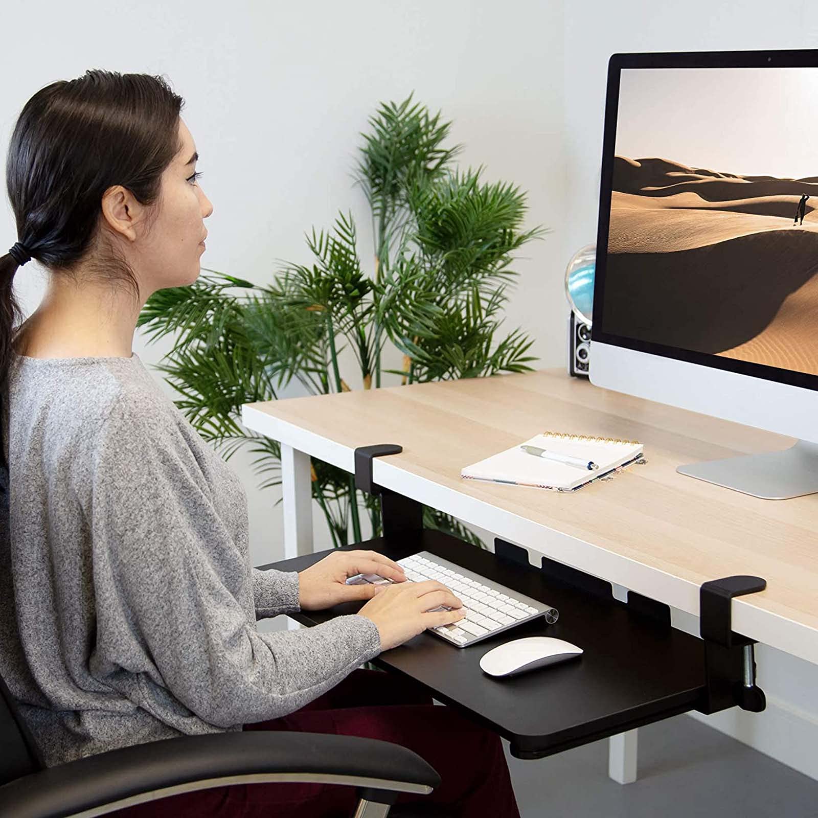 Ergonomic Under Desk Keyboard Tray - ZAZAP-1 Extra Sturdy C Clamp Mount with Sliding Platform for Keyboard & Mouse | Perfect for Home Office, Gaming Setup & Workspace Organization