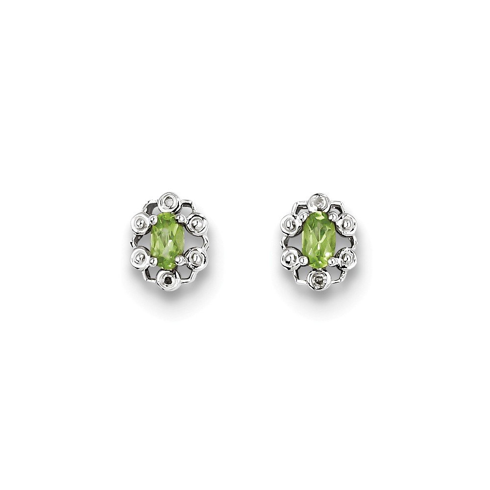14K Sterling Silver Peridot & Diamond Stud Earrings for Women - Perfect for Weddings, Anniversaries & Special Occasions