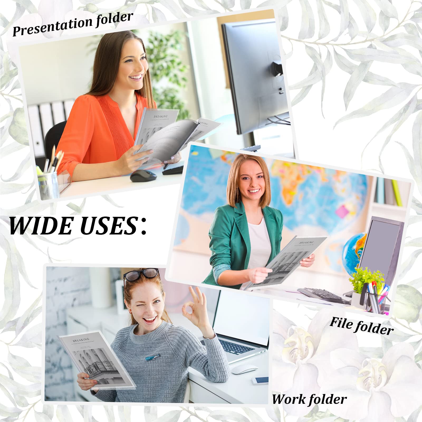 BBTO 100-Pack Clear Sliding Bar Report Covers for A4 Paper - Letter Size 12 x 8.7 Inches - Perfect for Resume, Presentation, School & Business Documents - White Document Binders & File Folders for Office, Classroom & Professional Use