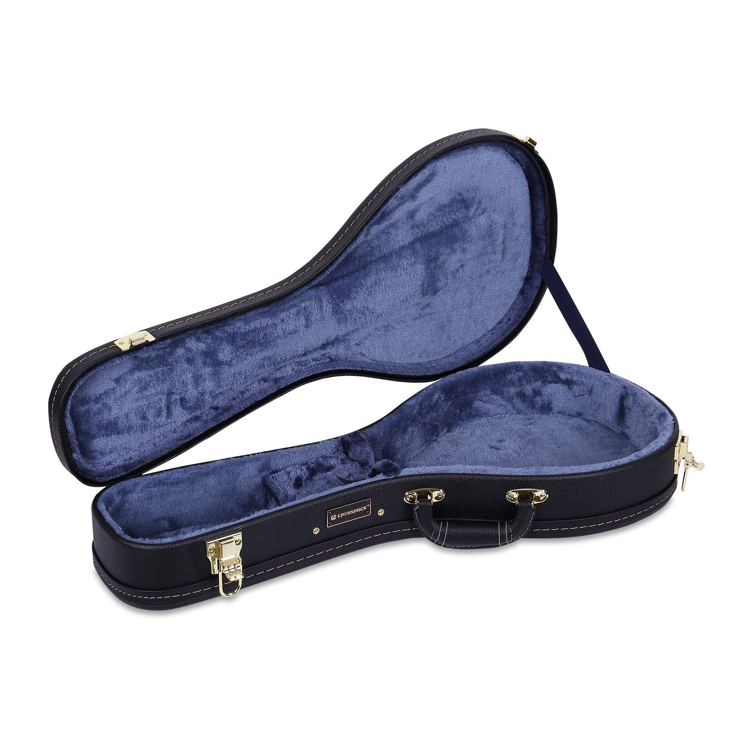 Crossrock Deluxe Wood Hard Case for A-Style Mandolin - Black (CRW600MABK) | Durable Protection for Travel & Storage | Perfect for Musicians & Performers