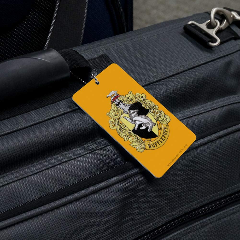 Harry Potter Hufflepuff Crest Luggage Tag - Waterproof Suitcase ID Tag for Travel, Carry-On & Backpack - Perfect for Harry Potter Fans, Travel Enthusiasts & Gift Giving