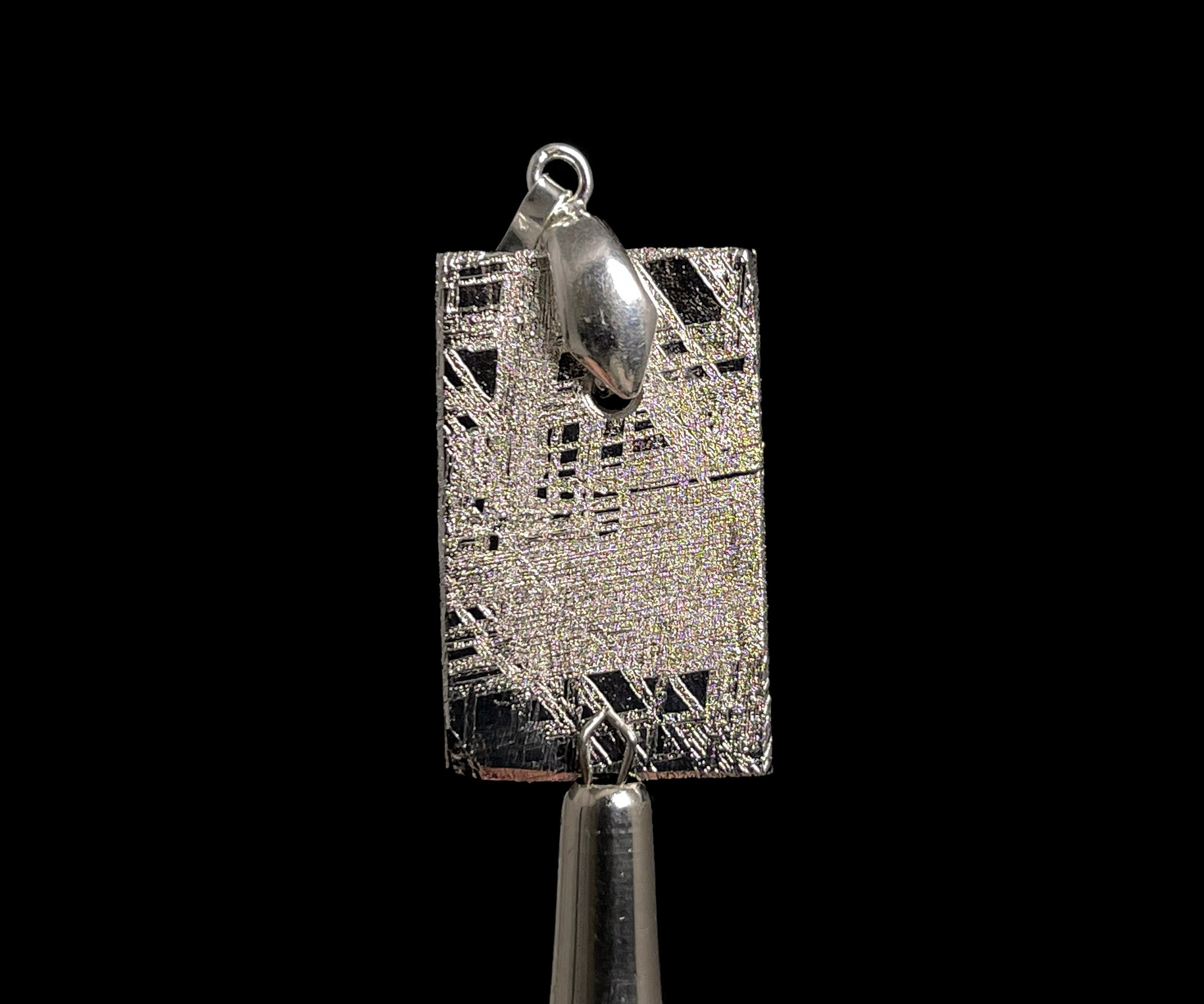 Rhodium Plated METEORITE Pendant - Authentic Ancient Muonionalusta Meteorite Jewelry | Unique Space-Themed Gift for Men | Perfect for Anniversary, Birthday & Special Occasions