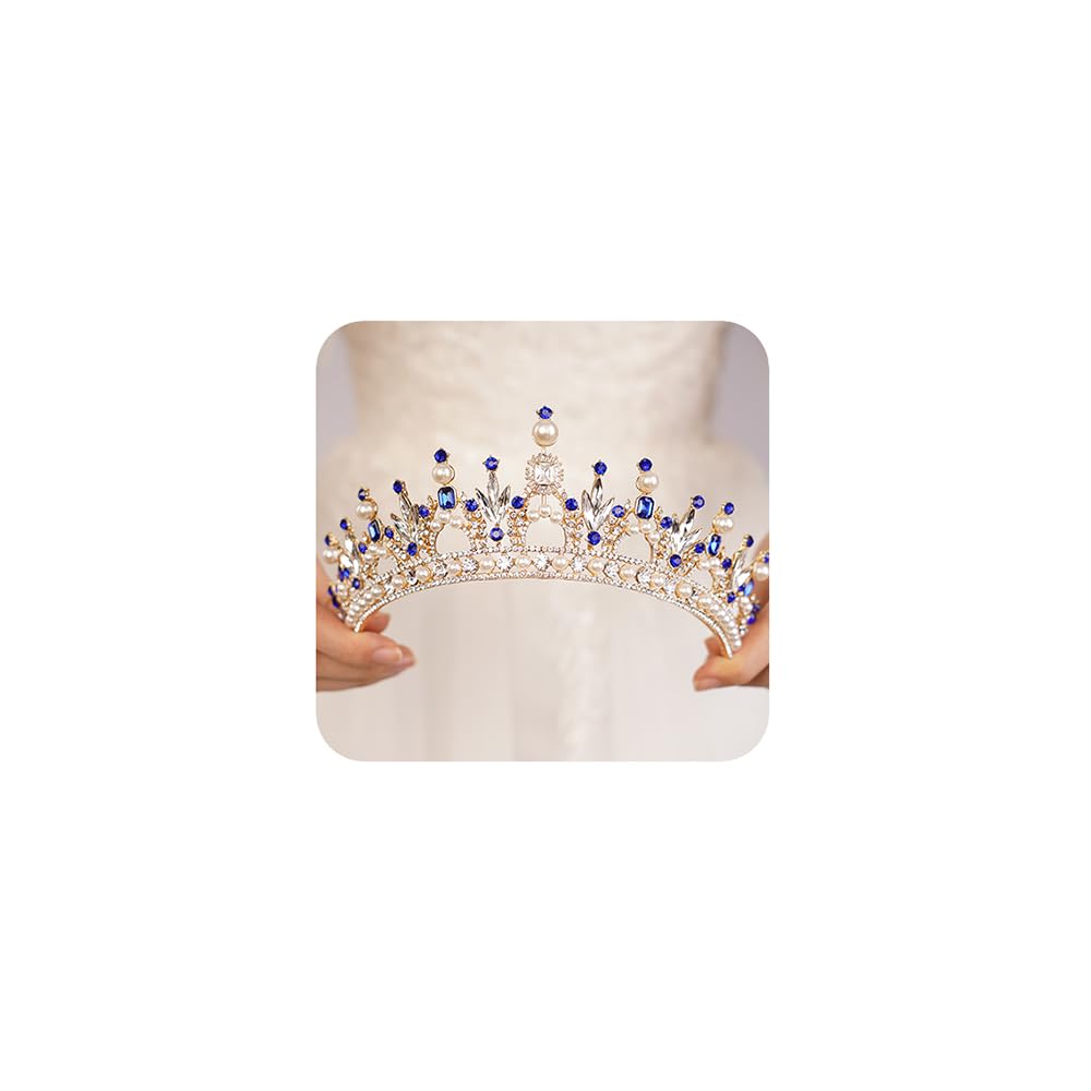 JWICOS Crystal Pearl Tiara Crown for Women & Girls - Elegant Bridal Wedding Headband, Prom Pageant Hair Accessories | Perfect for Brides, Princess Parties, Pageants & Special Occasions