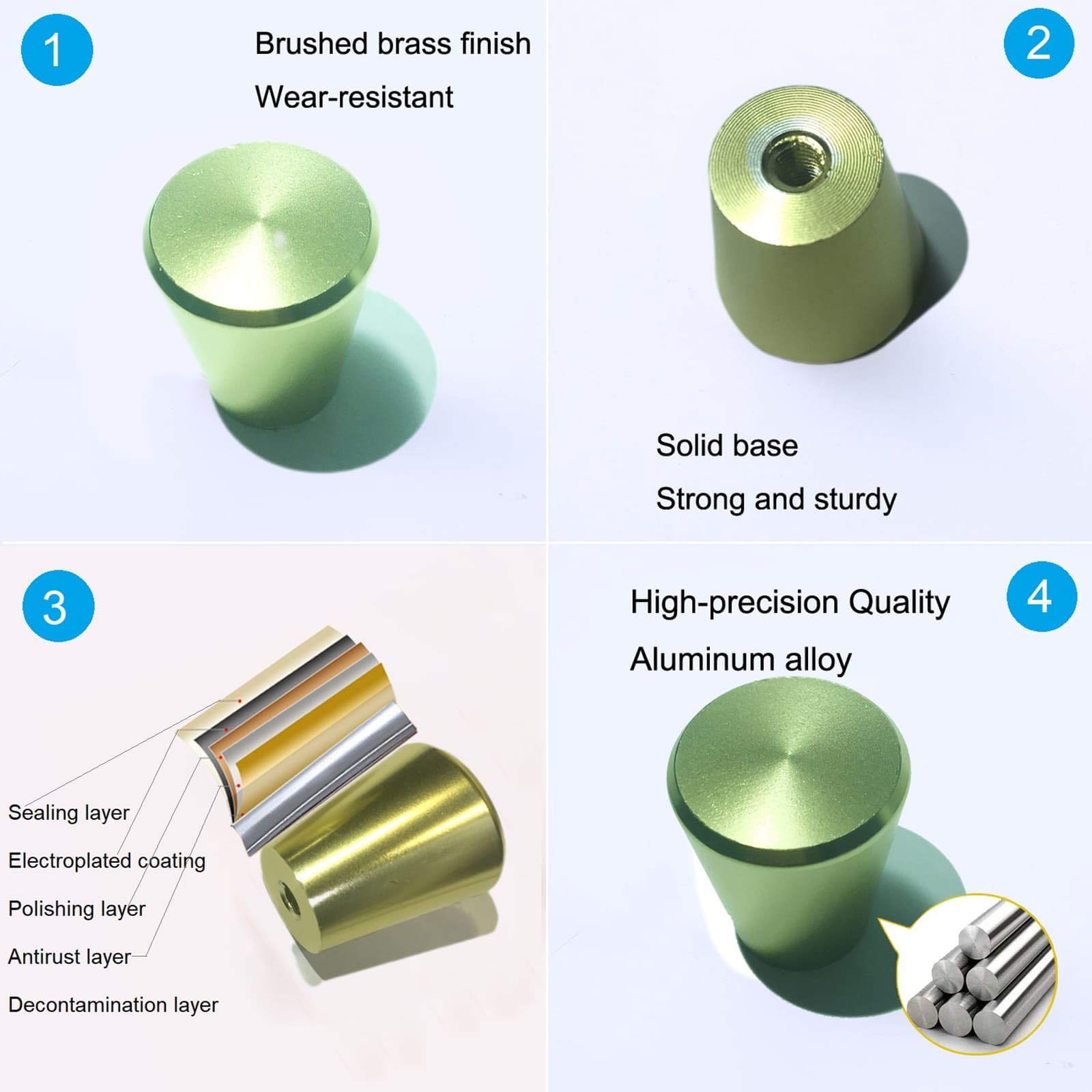 7 Pack Brass Cabinet Knobs - Gold Drawer Pulls for Dresser, Kitchen Cabinet & Cupboard | Elegant Hardware for Home Decor & Furniture Upgrade