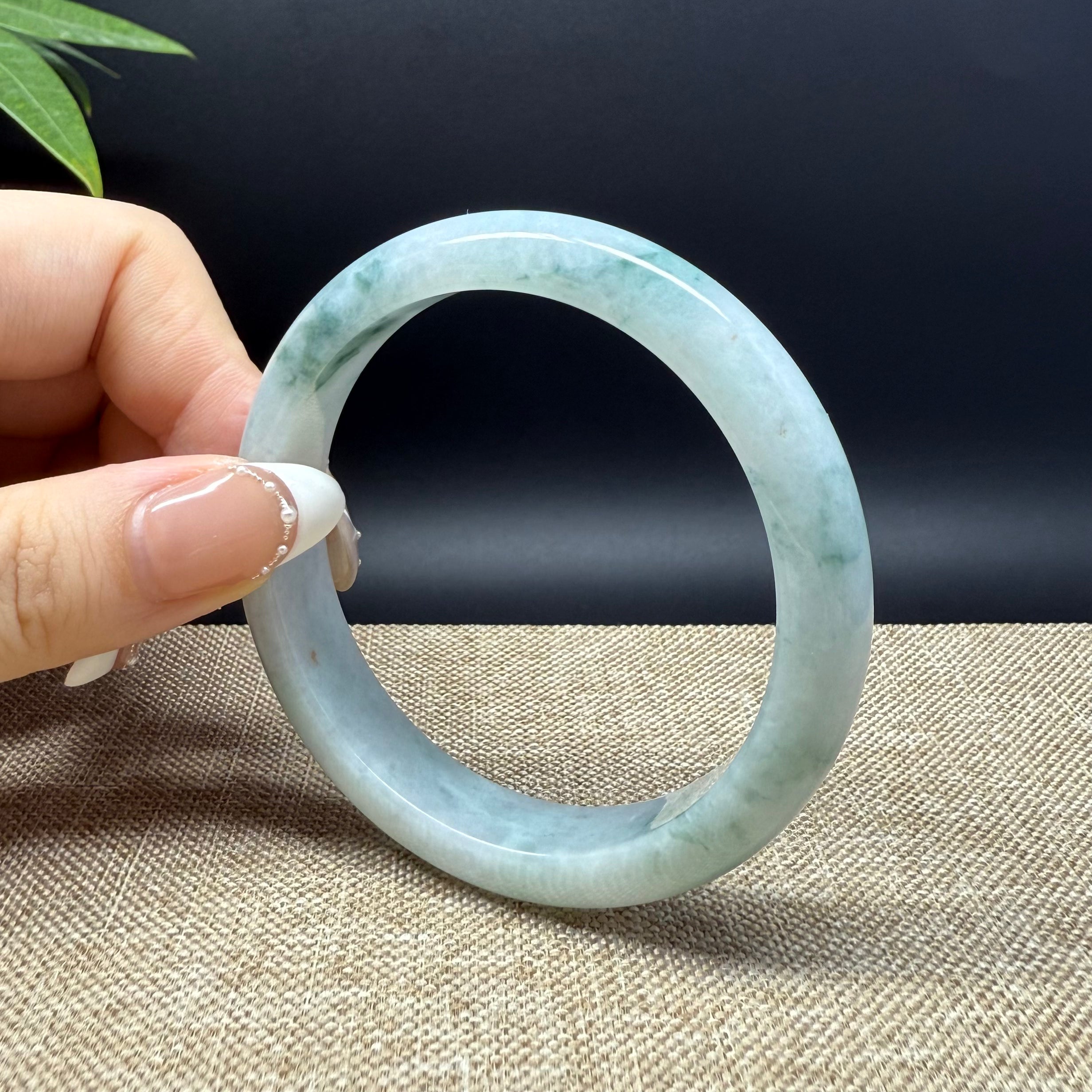 Authentic Burmese Green Jadeite Bangle Bracelet - 57mm Handmade Natural Jade Jewelry for Women, Luxury Gift for Special Occasions, Meditation & Energy Healing Accessory