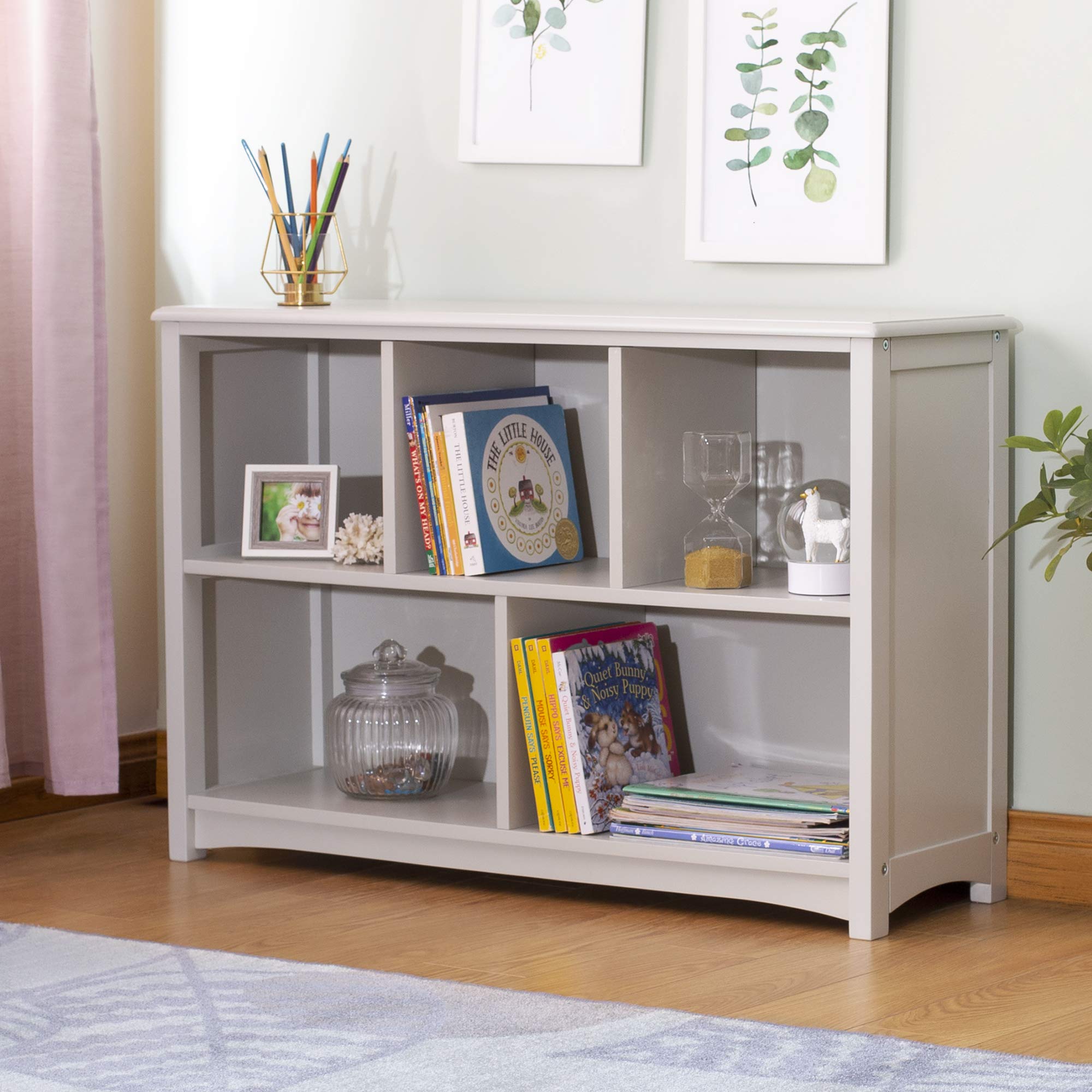 Guidecraft Classic Bookshelf - Gray: 5-Tier Wooden Storage Shelf for Kids' Toys, Books & Organizing Supplies | Durable Playroom Furniture for Bedroom, Nursery & Classroom Organization