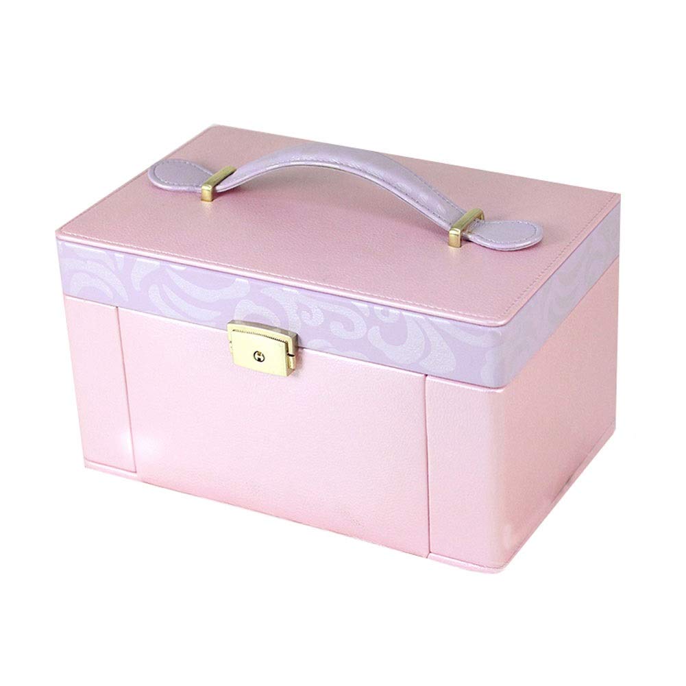 Elegant Pink & Purple Princess Jewelry Box - European Style Leather Lock with Mirror for Jewelry Storage (12.28 Inches) - Perfect for Gift Giving, Travel & Home Organization