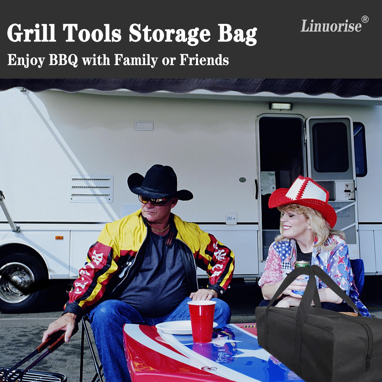 Premium BBQ Tools Storage Bag - Extra Large Grill Accessory Organizer for Outdoor Camping & Backyard Barbecues - Holds Up to 24