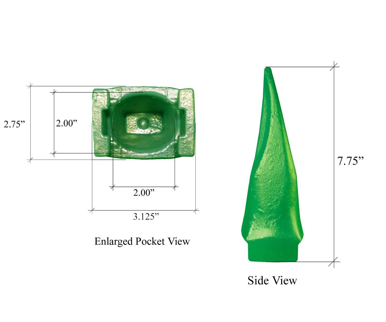 2-Pack Esco Style Super V Excavator Tiger Rock Bucket Teeth & Pins - V19VY & V23PN Replacement Parts for Heavy-Duty Excavation - Perfect for Mining, Construction, and Demolition Work