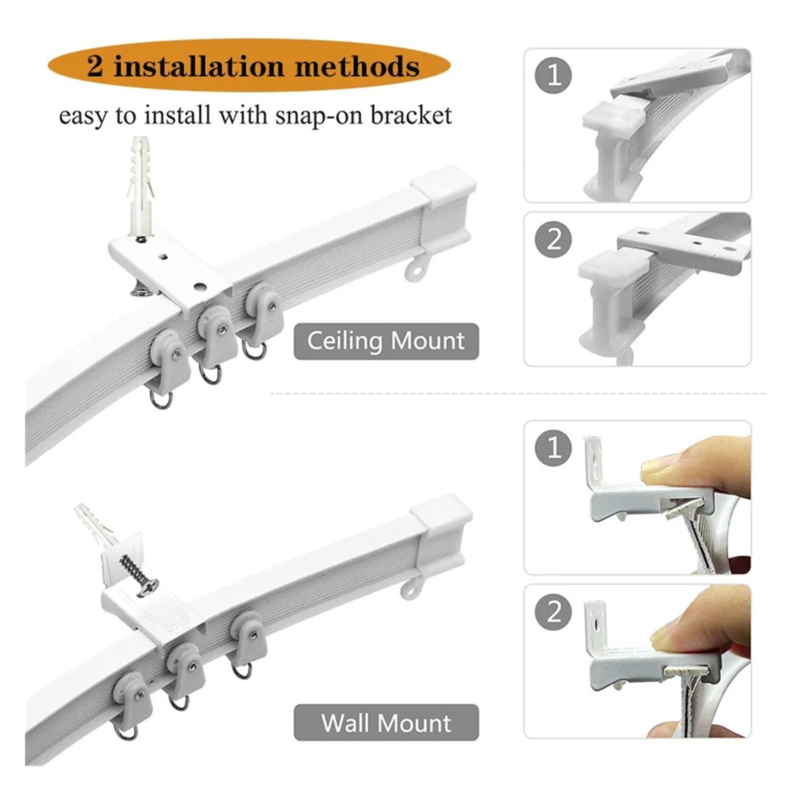 Flexible Bendable Curtain Track 1-6M for Bedroom, Balcony, Bathroom - Room Divider & Ceiling Mount Silent Gliding System - Home Window Decor Accessory (5M, White) - Perfect for Room Partition, Privacy Screen & Stylish Home Decor
