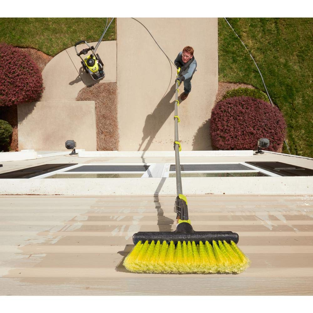 RYOBI RY31EP26 18 ft. Extension Pole with Brush for Pressure Washer - Perfect for Cleaning High Walls, Gutters, and Second-Story Windows