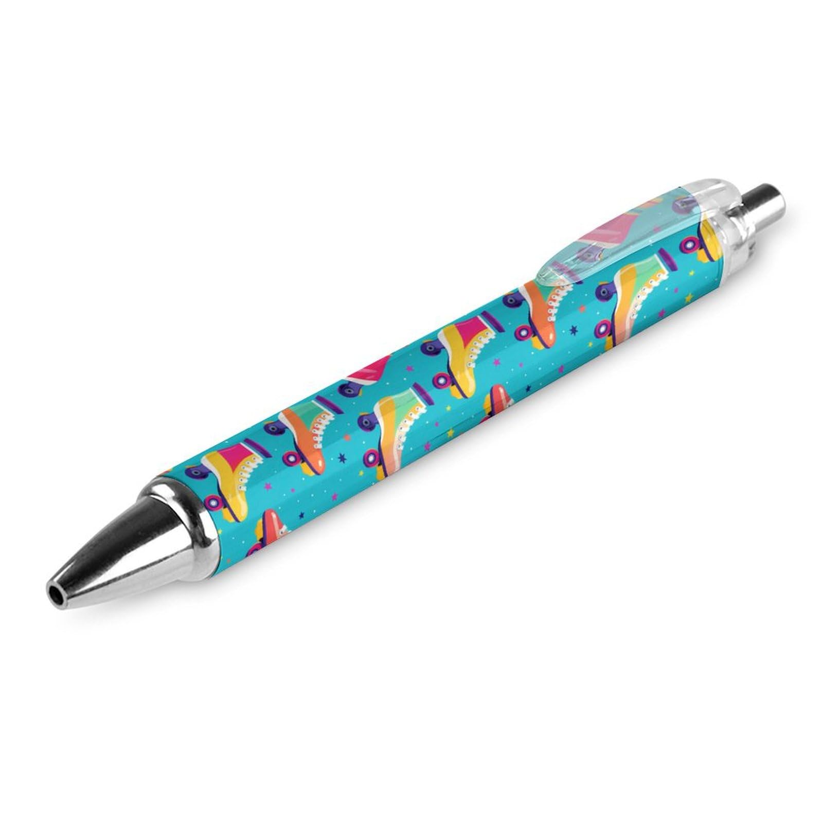 Colorful Roller Skates Design Retractable Ballpoint Pens - 0.5mm Fine Point, Smooth Writing, Round Barrel (1/2/4 Pack) - Perfect for Office, School, Journaling & Gift Giving