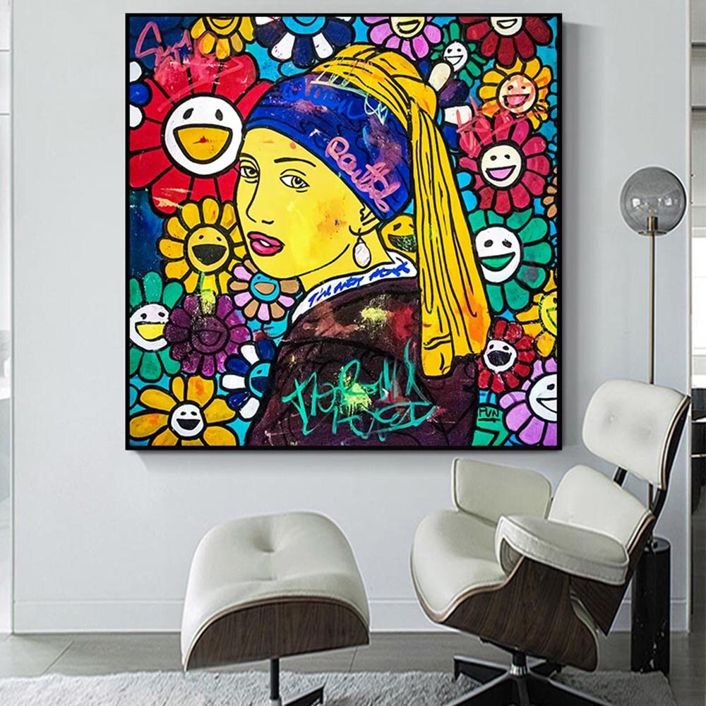 Banksy Milkmaid Famous Wall Art Print - Street Art Canvas Poster for Home & Office Decor - Perfect for Living Room, Bedroom, or Gift