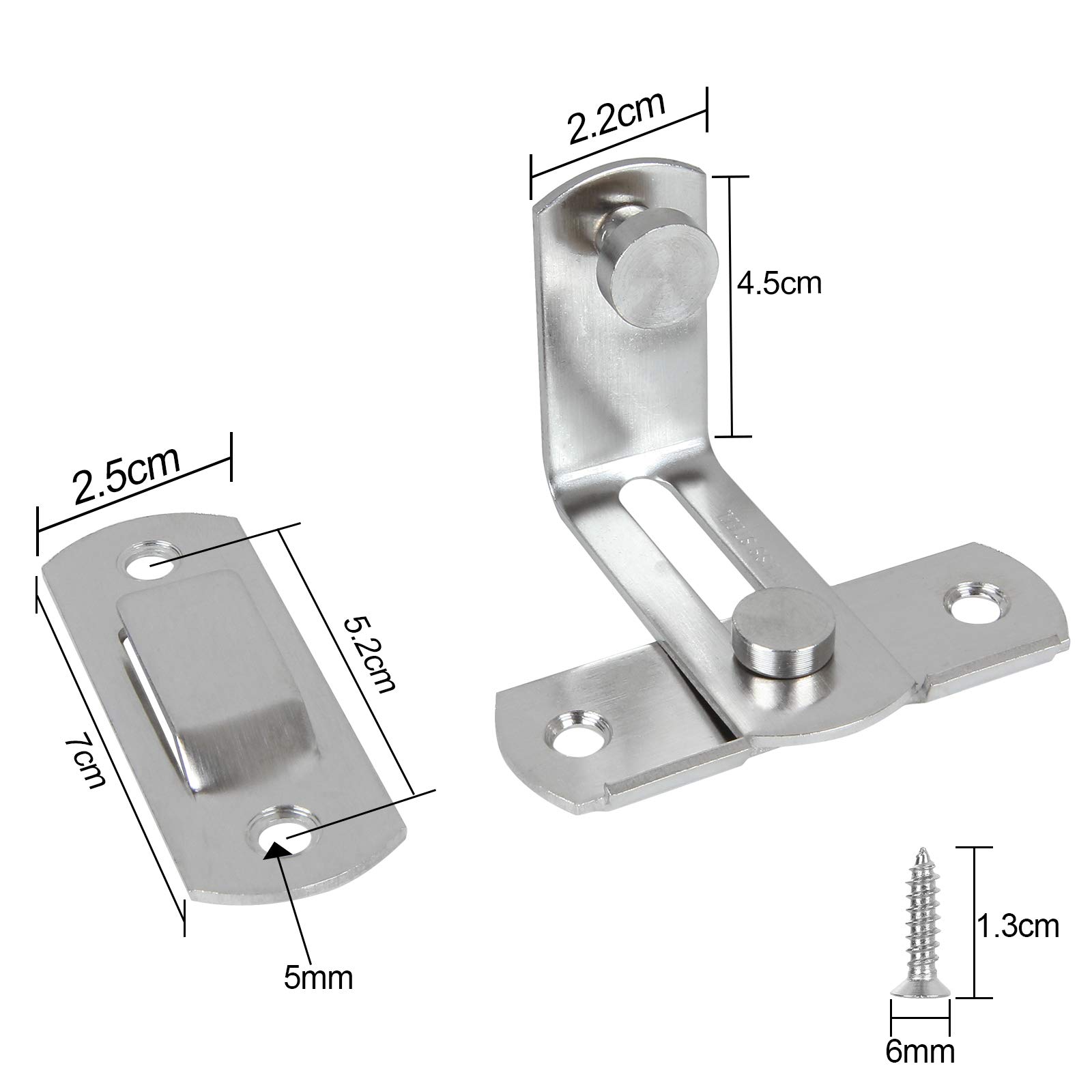 5-Pack Heavy Duty 90 Degree Stainless Steel Flip Door Latches - Brushed Finish Safety Gate Lock for Barn Doors, Pet Gates & Fences - Secure Your Home & Garden