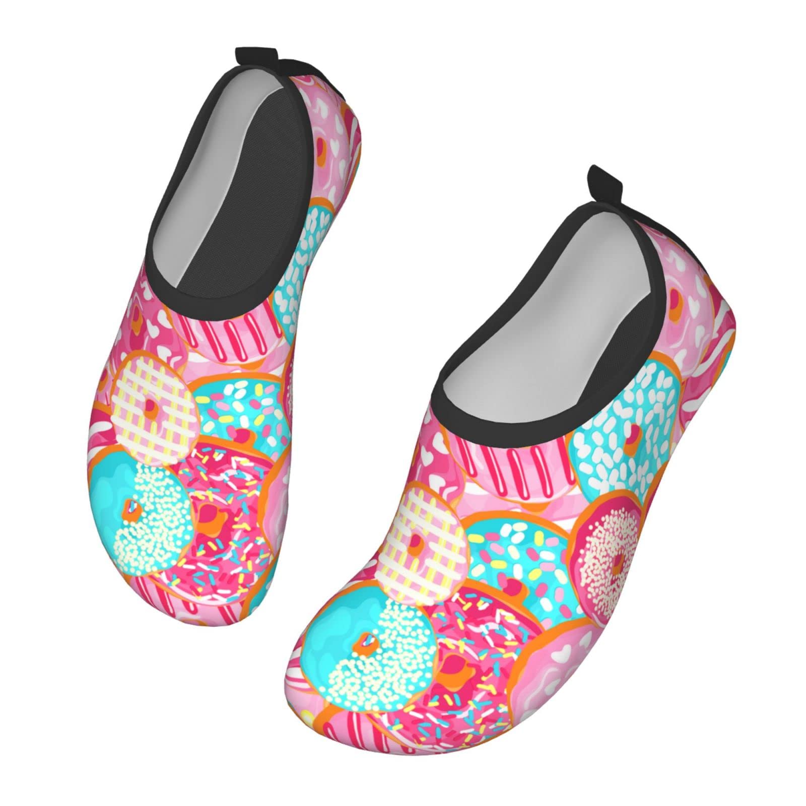 **Non-Slip Quick-Drying Water Shoes for Adults – Donut Pattern Barefoot Aqua Socks for Swimming, Yoga, Beach & Water Sports**