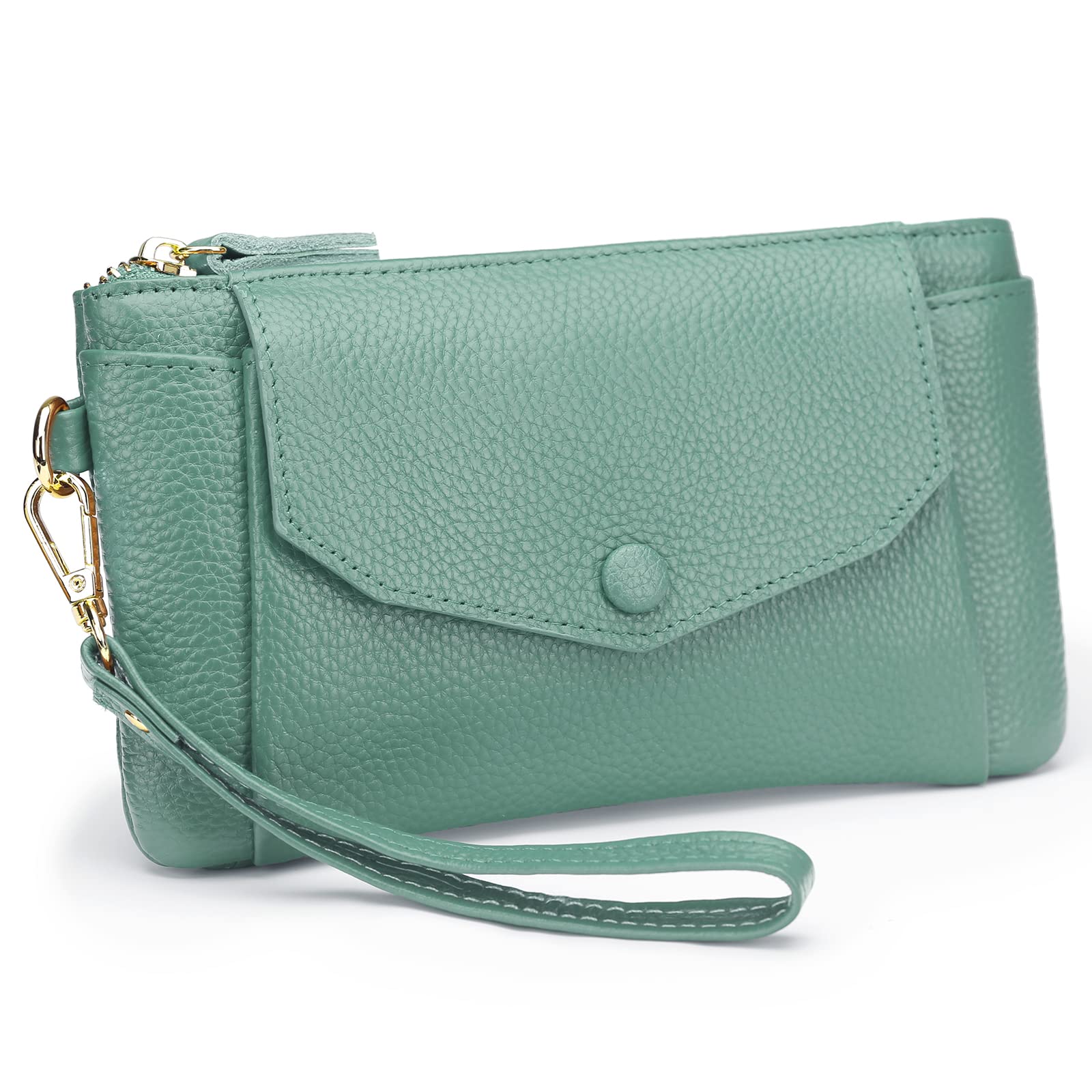 YALUXE Genuine Leather Wristlet Handbag for Women - Slim Envelope Style Phone Purse with Card Slots & RFID Protection | Perfect as Clutch Wallet for Parties, Travel and Everyday Use