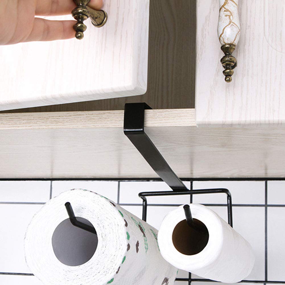2-Pack No Punch Under Cabinet Paper Towel Holder & Toilet Tissue Organizer - Space-Saving Kitchen Storage for Paper Towels, Plastic Wrap & More - Perfect for Under Sink, Pantry or Cabinet Door Organization